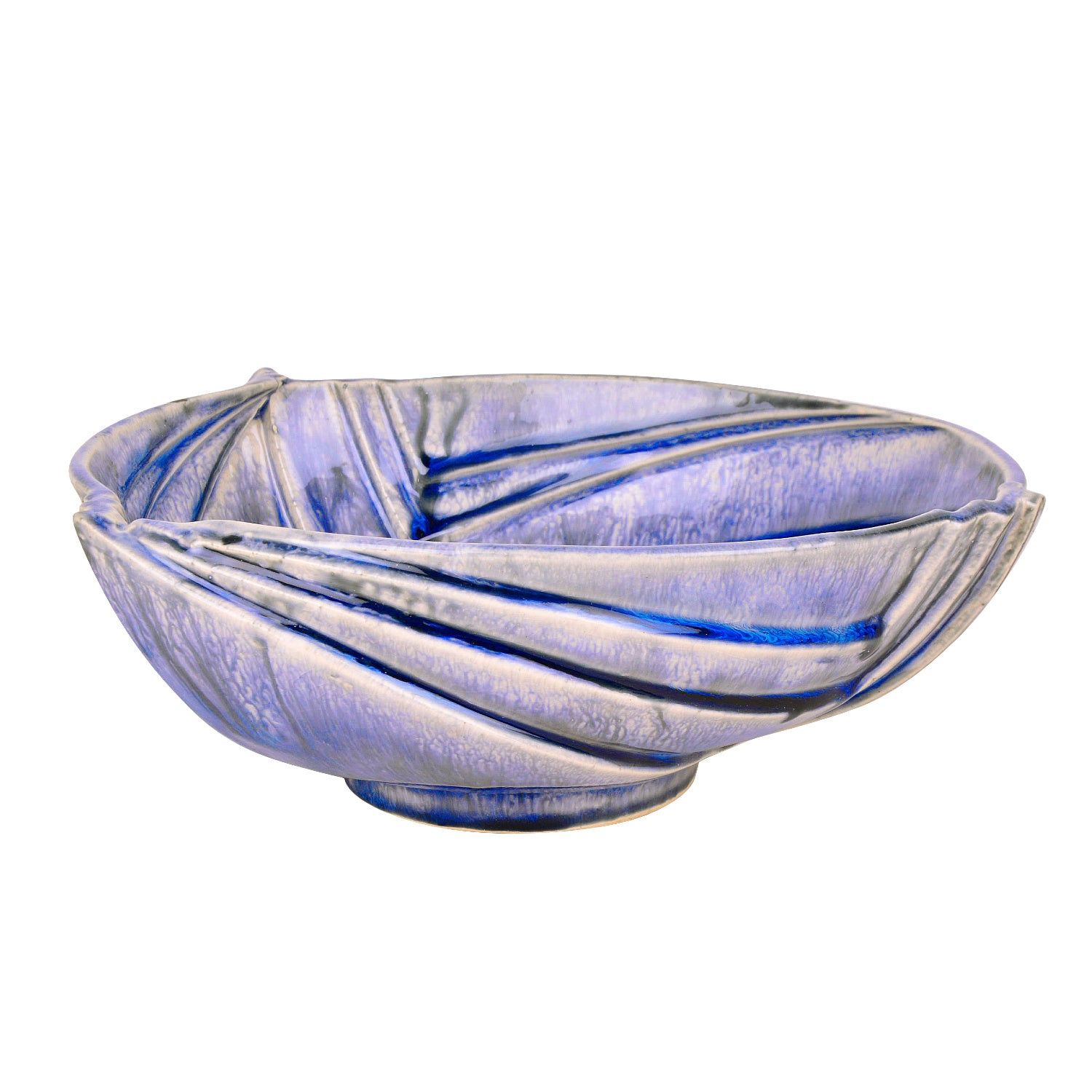 Studio Pottery Ceramic Extra Large Serving Bowl with Cut Design (Blue , 25 cm , 1700 ml) - View 3