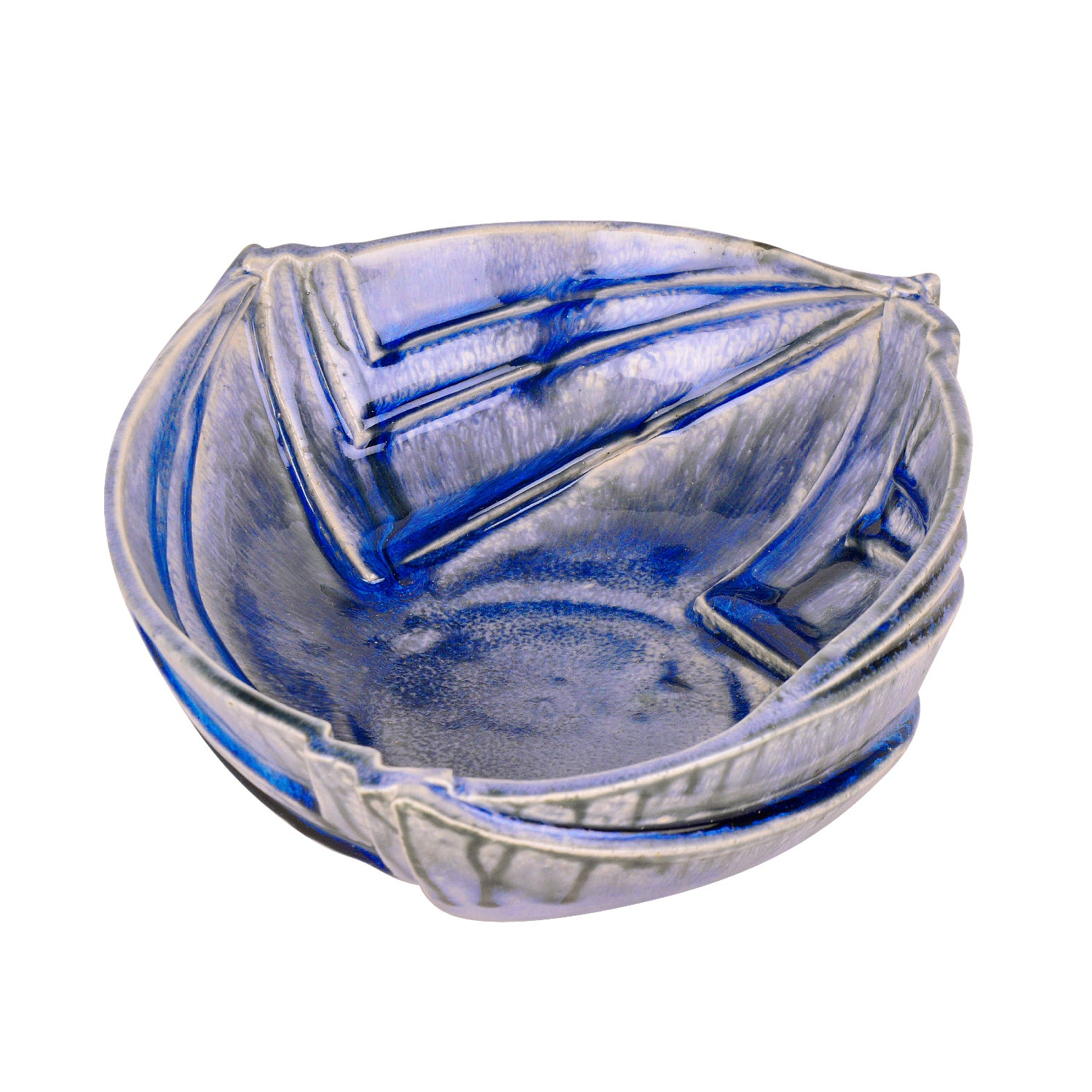 Studio Pottery Ceramic Extra Large Serving Bowl with Cut Design (Blue , 25 cm , 1700 ml) - View 5
