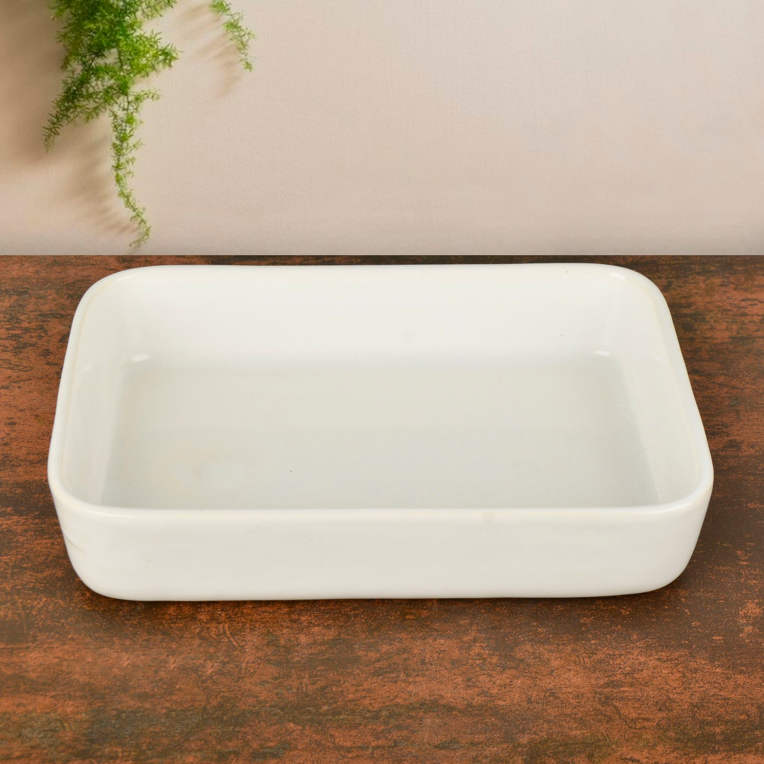 Ceramic Baking Dish ( L x B x H – 27 x 19 x 5.5 cm , White , 1500 ml) - View 2