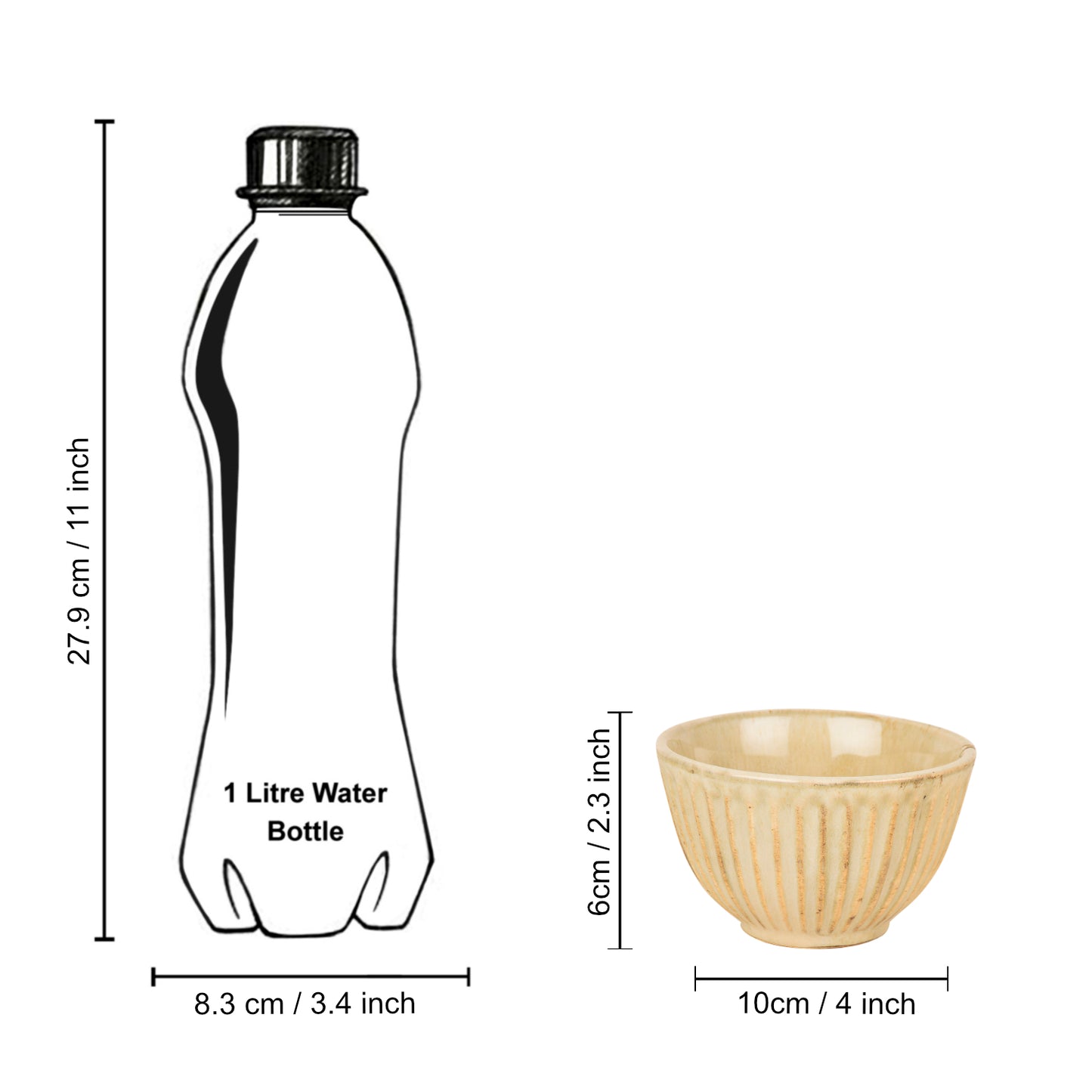 “Dazzling Riviera” Ribbed Ceramic Dinner Serving Bowls (Set of 4 , Ivory , 150 ml) - View 5