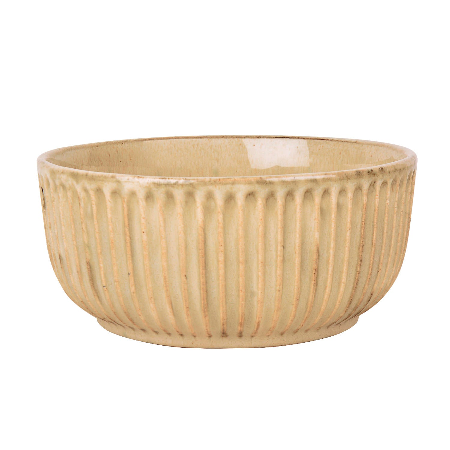 "Dazzling Riviera" Studio Pottery Ribbed Ceramic Serving Bowl (Ivory, Diameter – 7 inches, 1500 ml ) - View 4