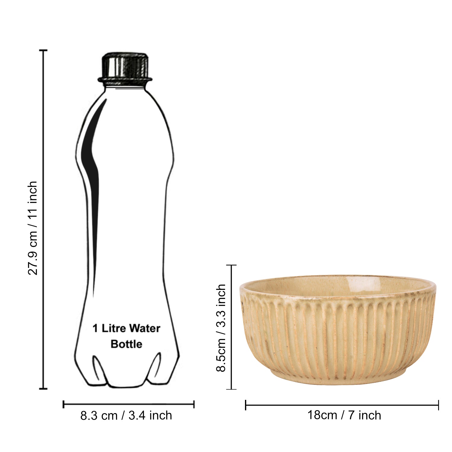 "Dazzling Riviera" Studio Pottery Ribbed Ceramic Serving Bowl (Ivory, Diameter – 7 inches, 1500 ml ) - View 6