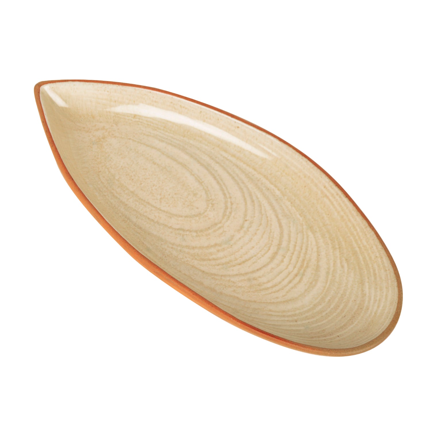 Luxurious Boat Shaped Ceramic Platter with Spiral Design (Ivory , 11 inches) - View 4