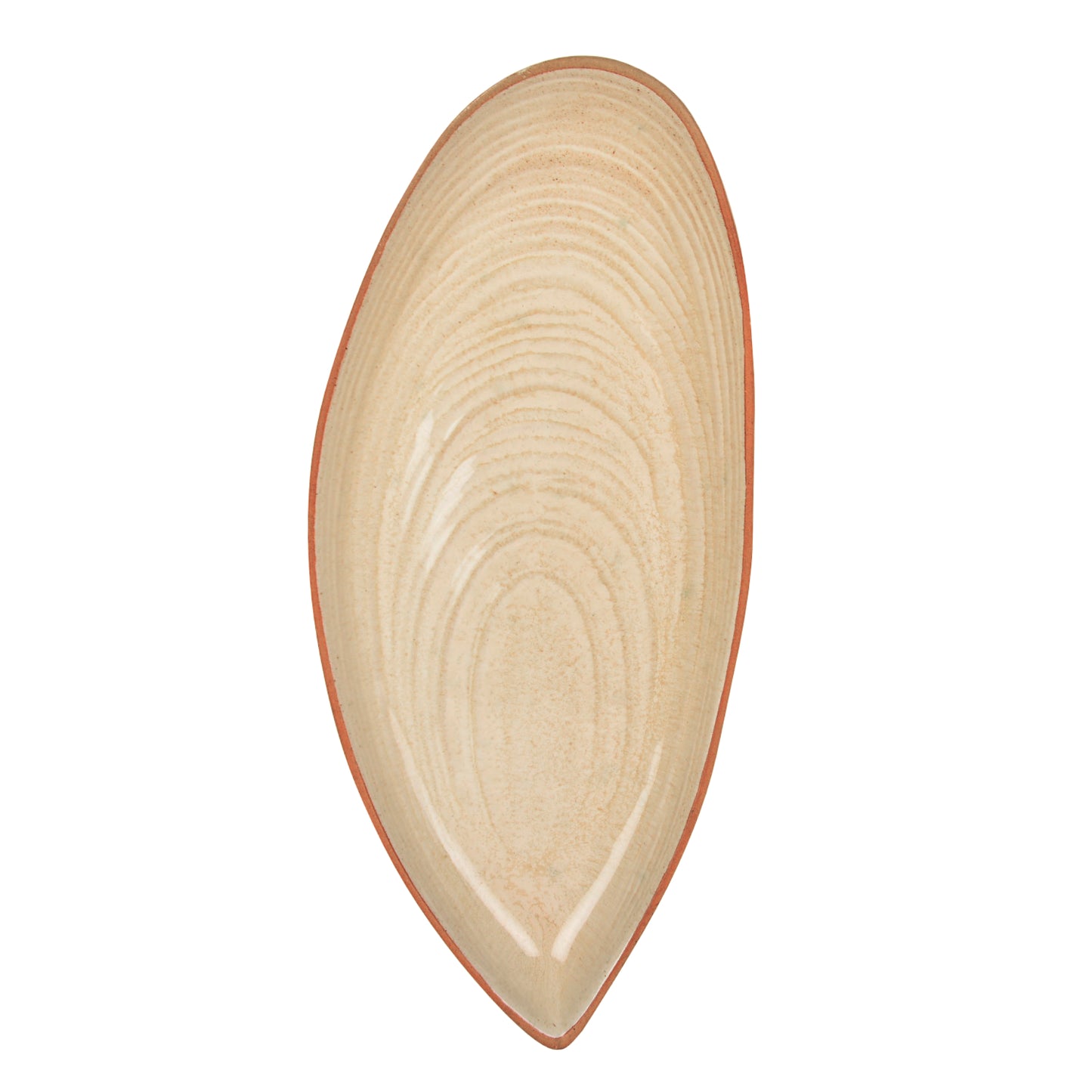 Luxurious Boat Shaped Ceramic Platter with Spiral Design (Ivory , 11 inches) - View 5