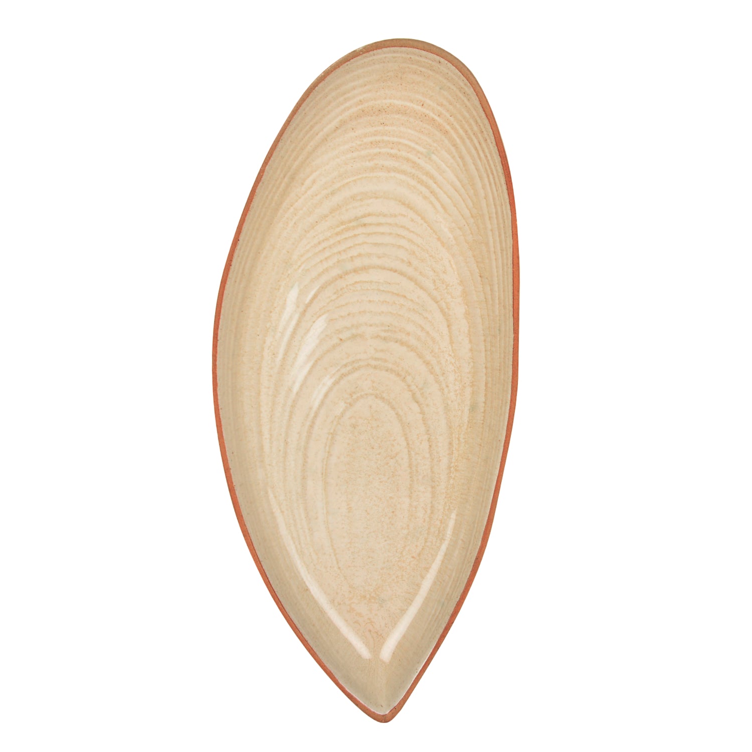 Luxurious Boat Shaped Ceramic Platter with Spiral Design (Ivory , 11 inches) - View 5