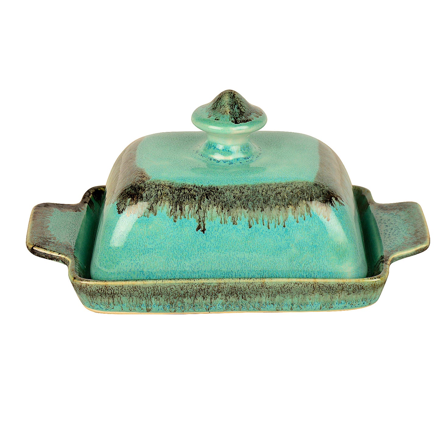 Studio Pottery Ceramic Butter Dish with Lid (Sea Green, Height - 8 cm) - View 5