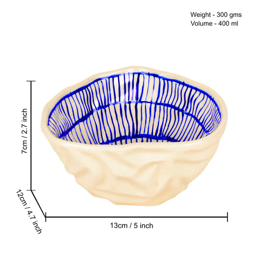 Handcrafted Organic Shape Ceramic Nut Bowl ( Blue and White, 6 inches , 400 ml) - View 2