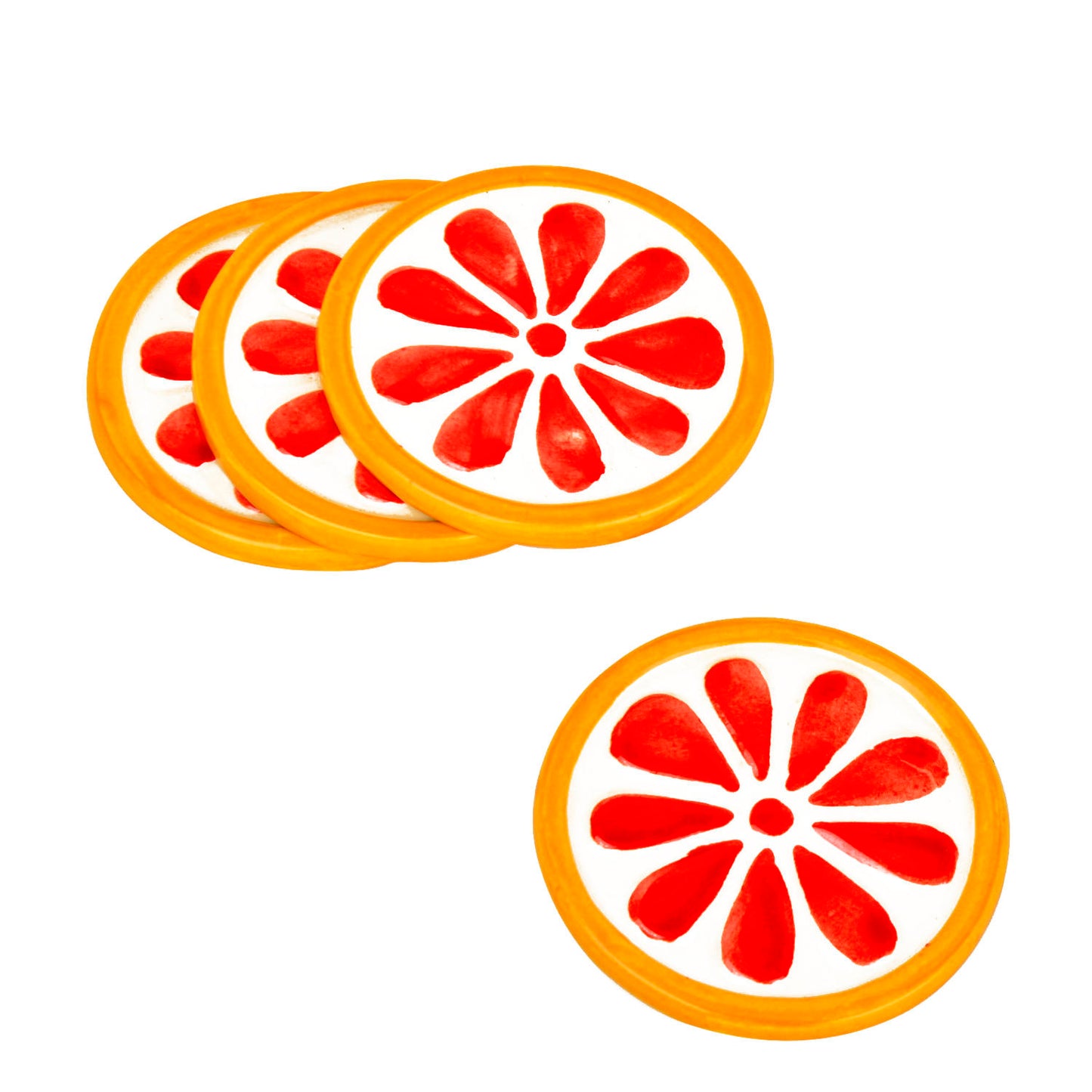 Studio Pottery Ceramic Coasters (Set of 4 , Red and Yellow) - View 4