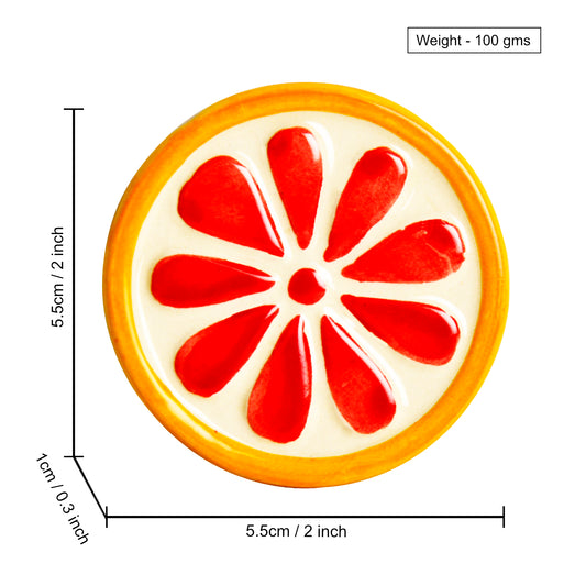 Studio Pottery Ceramic Coasters (Set of 4 , Red and Yellow) - View 2