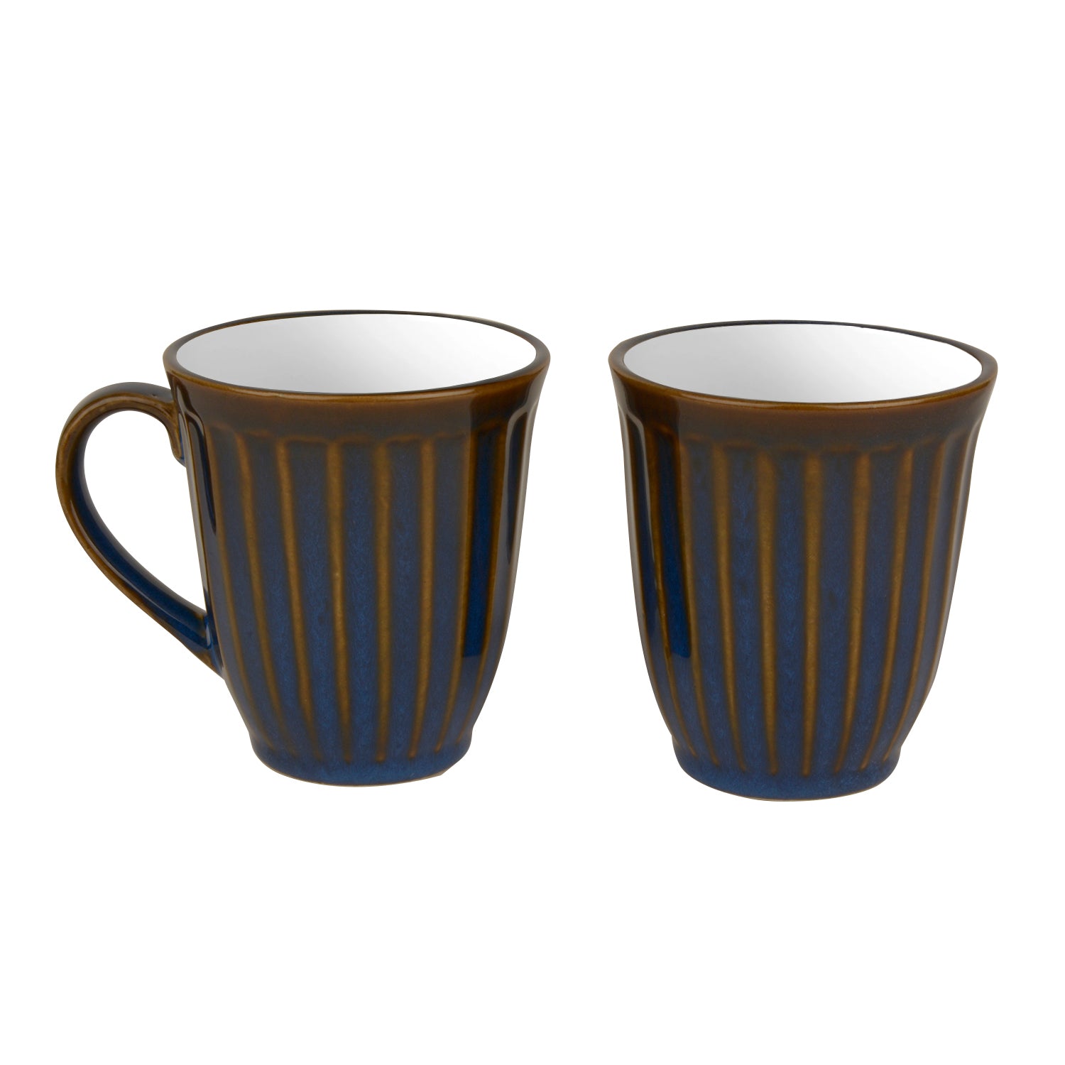 Ceramic Coffee Mugs (300 ml Each, Set of 2, Blue and White) - View 3