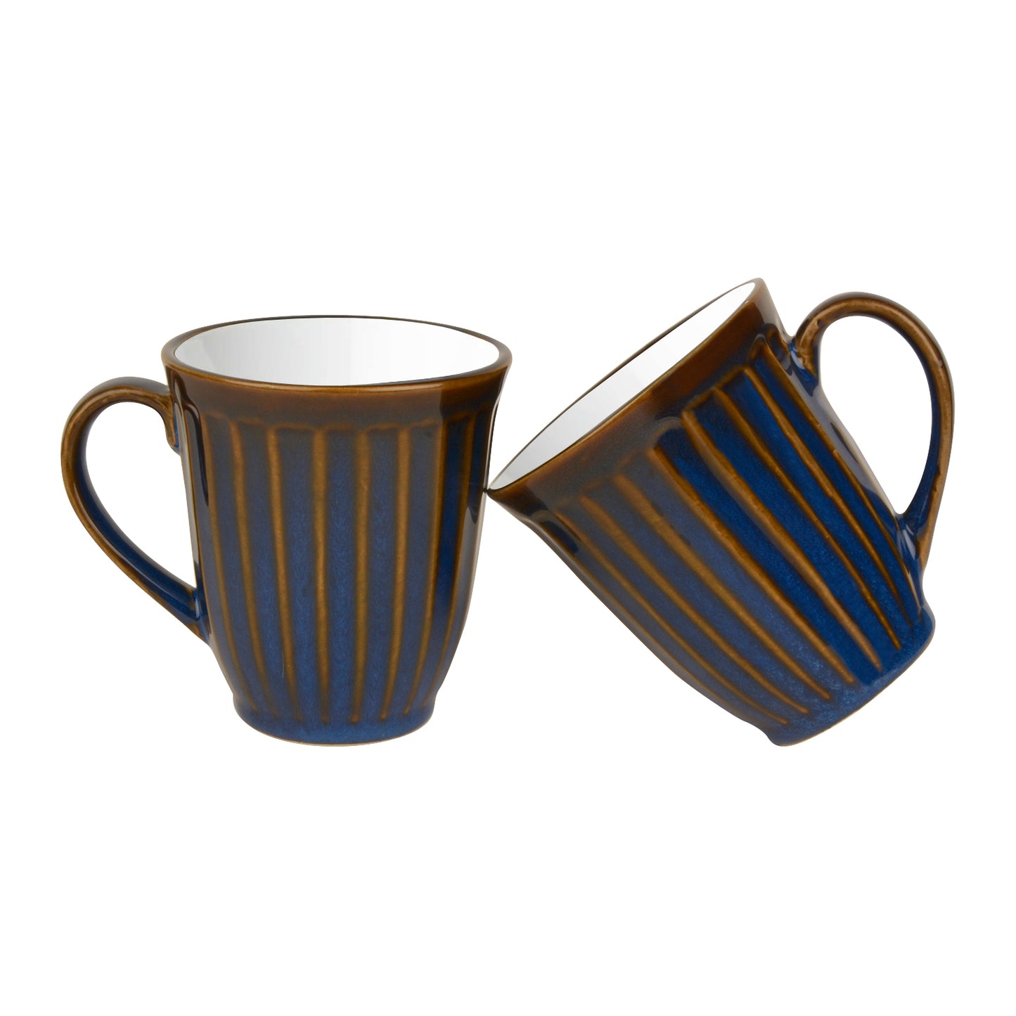 Ceramic Coffee Mugs (300 ml Each, Set of 2, Blue and White) - View 5