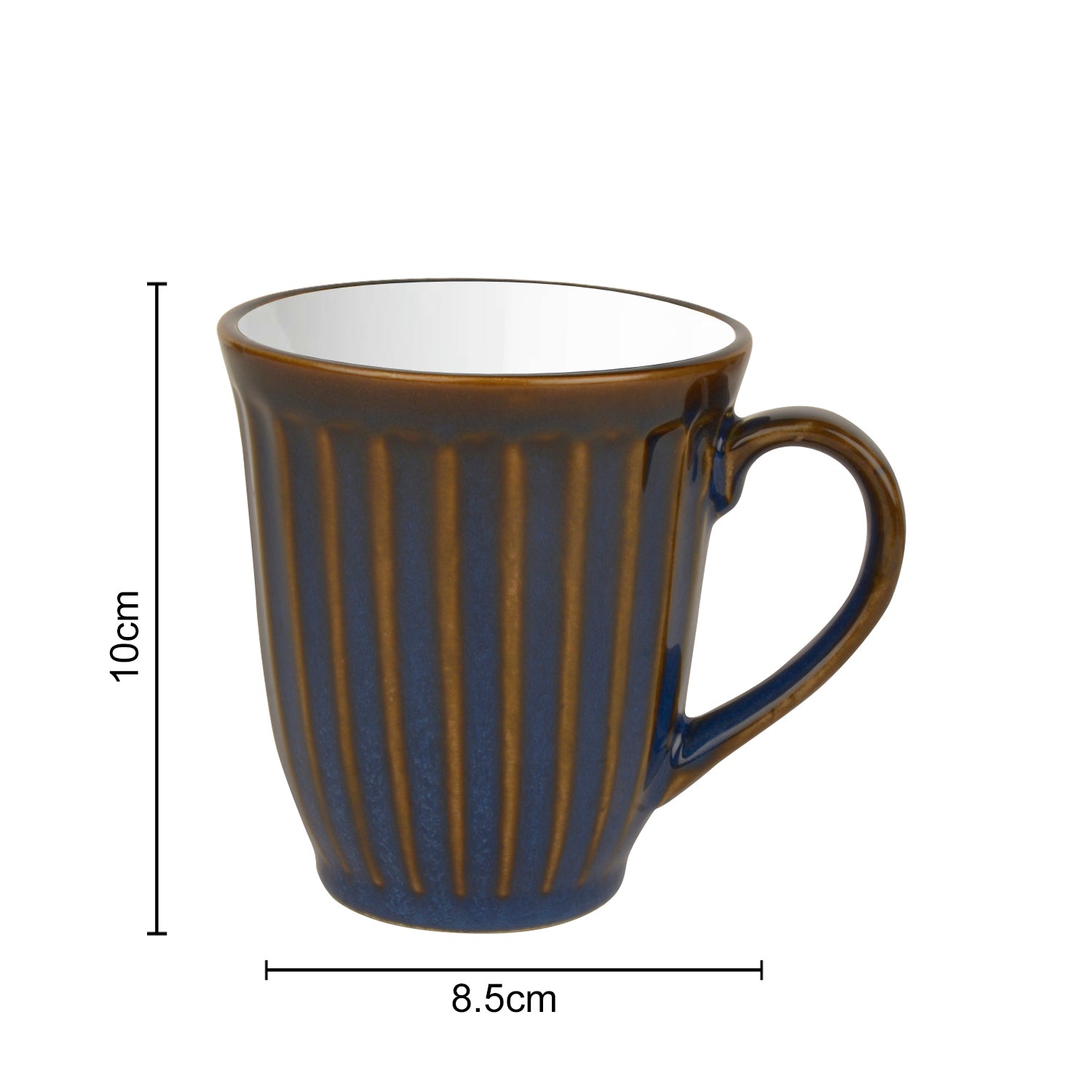 Ceramic Coffee Mugs (300 ml Each, Set of 2, Blue and White) - View 2