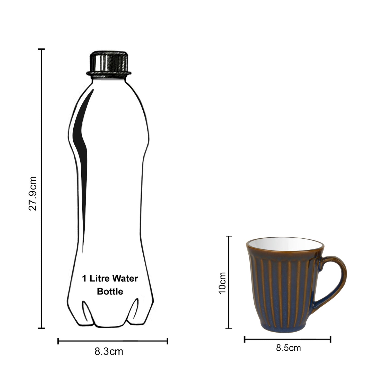 Ceramic Coffee Mugs (300 ml Each, Set of 2, Blue and White) - View 6