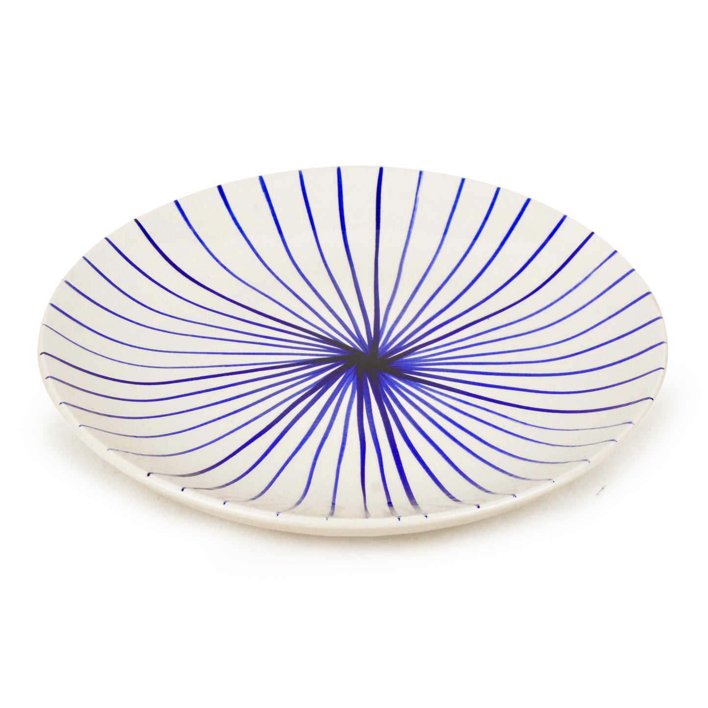 “Blue Kasa Line” Ceramic Striped Dinner Serving Plates (Set of 2, White and Blue, Diameter – 10 inches) - View 4
