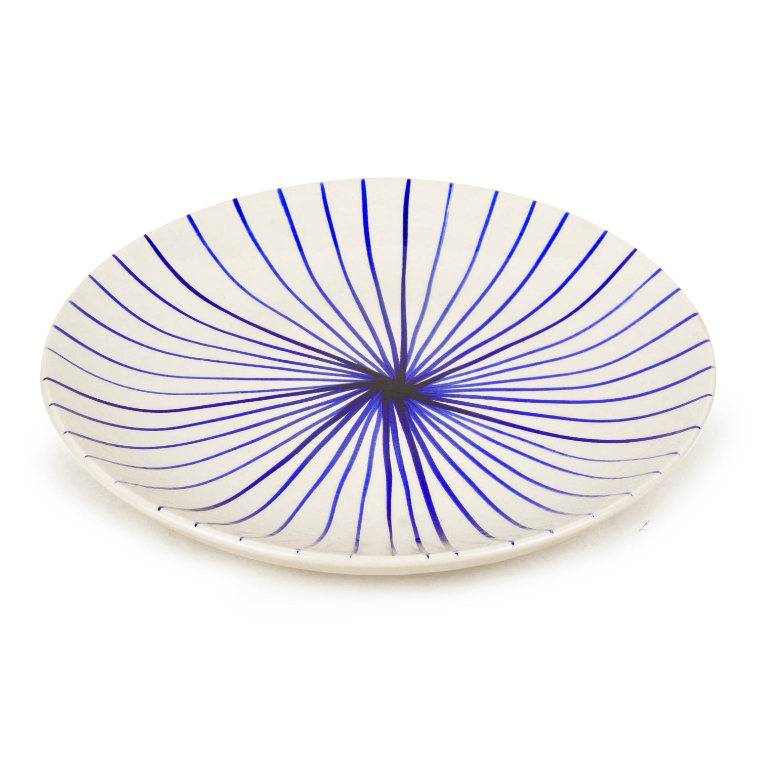 “Blue Kasa Line” Ceramic Striped Dinner Serving Plates (Set of 2, White and Blue, Diameter – 10 inches) - View 4