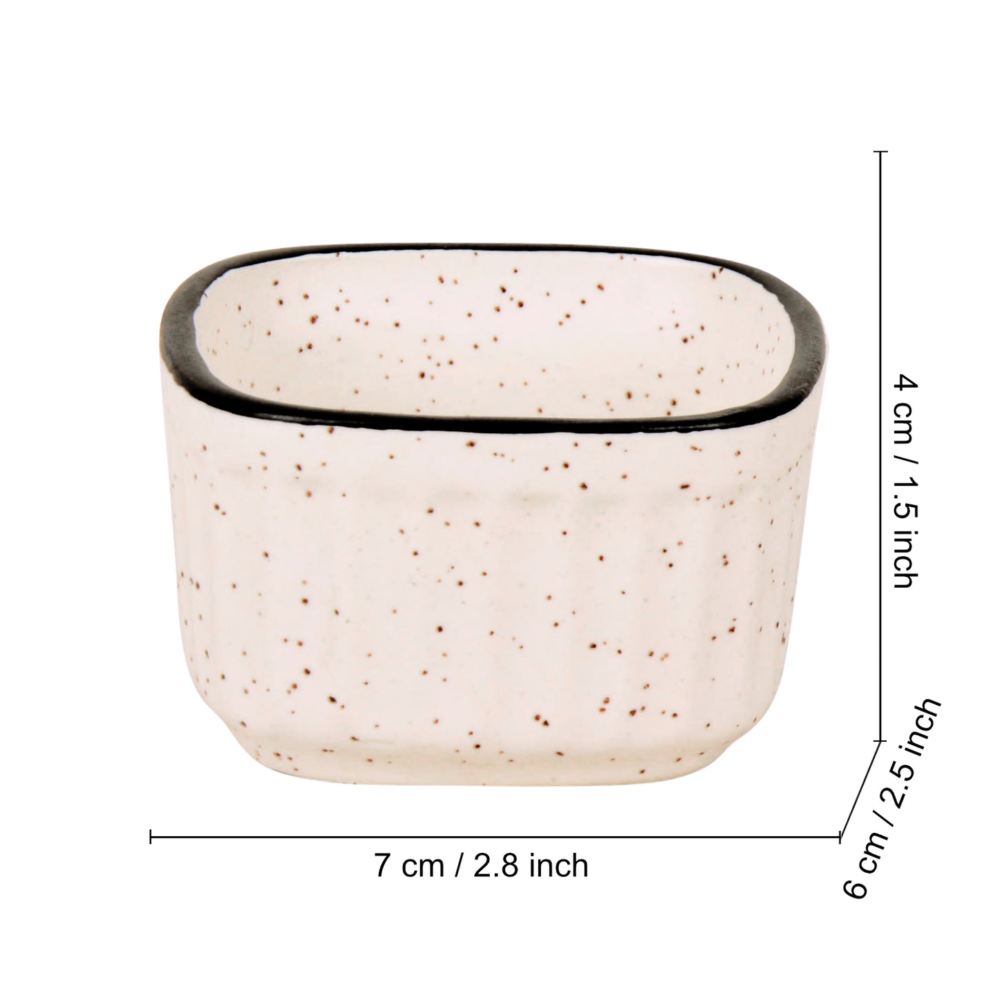 Handcrafted Ceramic Ribbed Dip Bowls (Set of 4 , White Matt , 50 ml each) - View 2