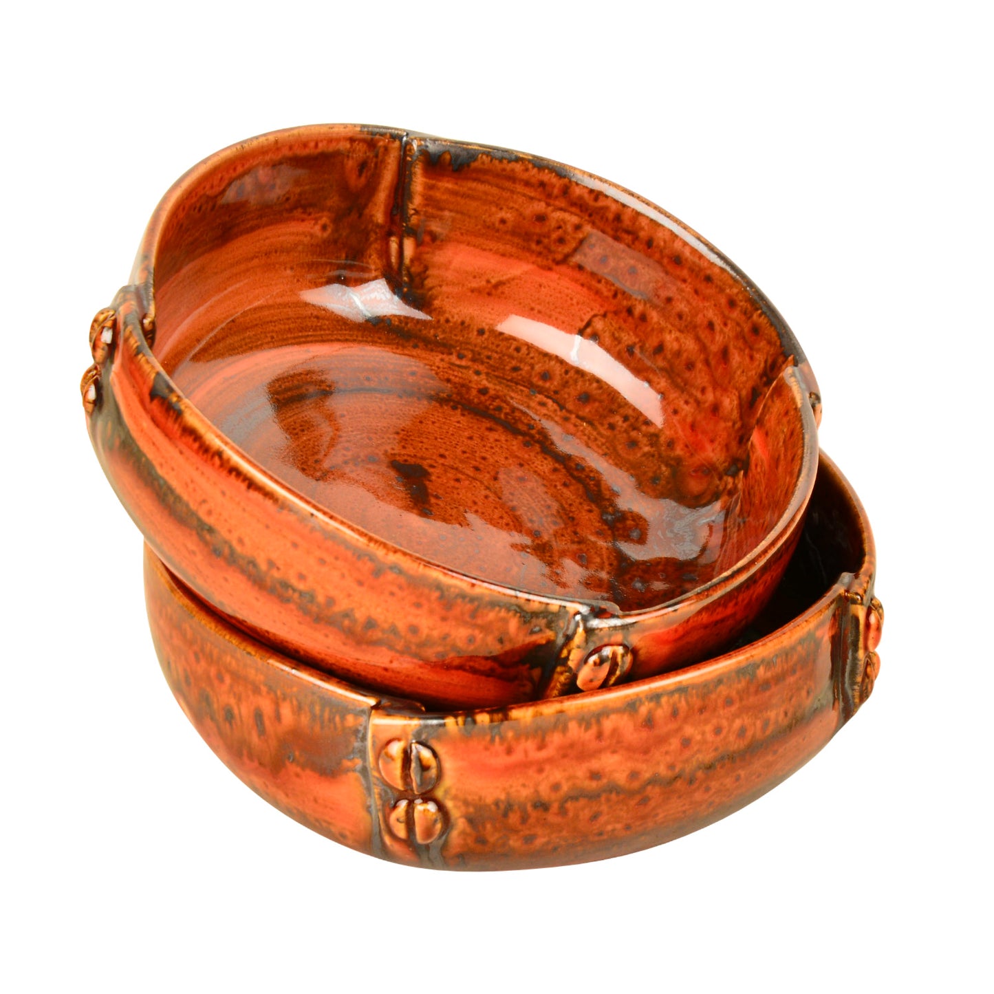 Studio Pottery Hand Glazed Ceramic Serving Bowls (Set of 2 , Brown , Diameter – 17 cm , 800 ml each) - View 3