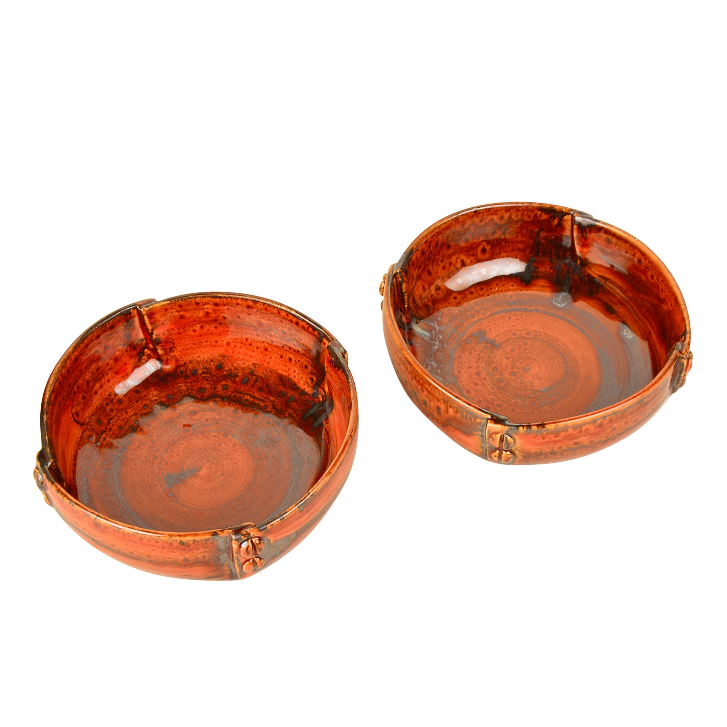 Studio Pottery Hand Glazed Ceramic Serving Bowls (Set of 2 , Brown , Diameter – 17 cm , 800 ml each) - View 4