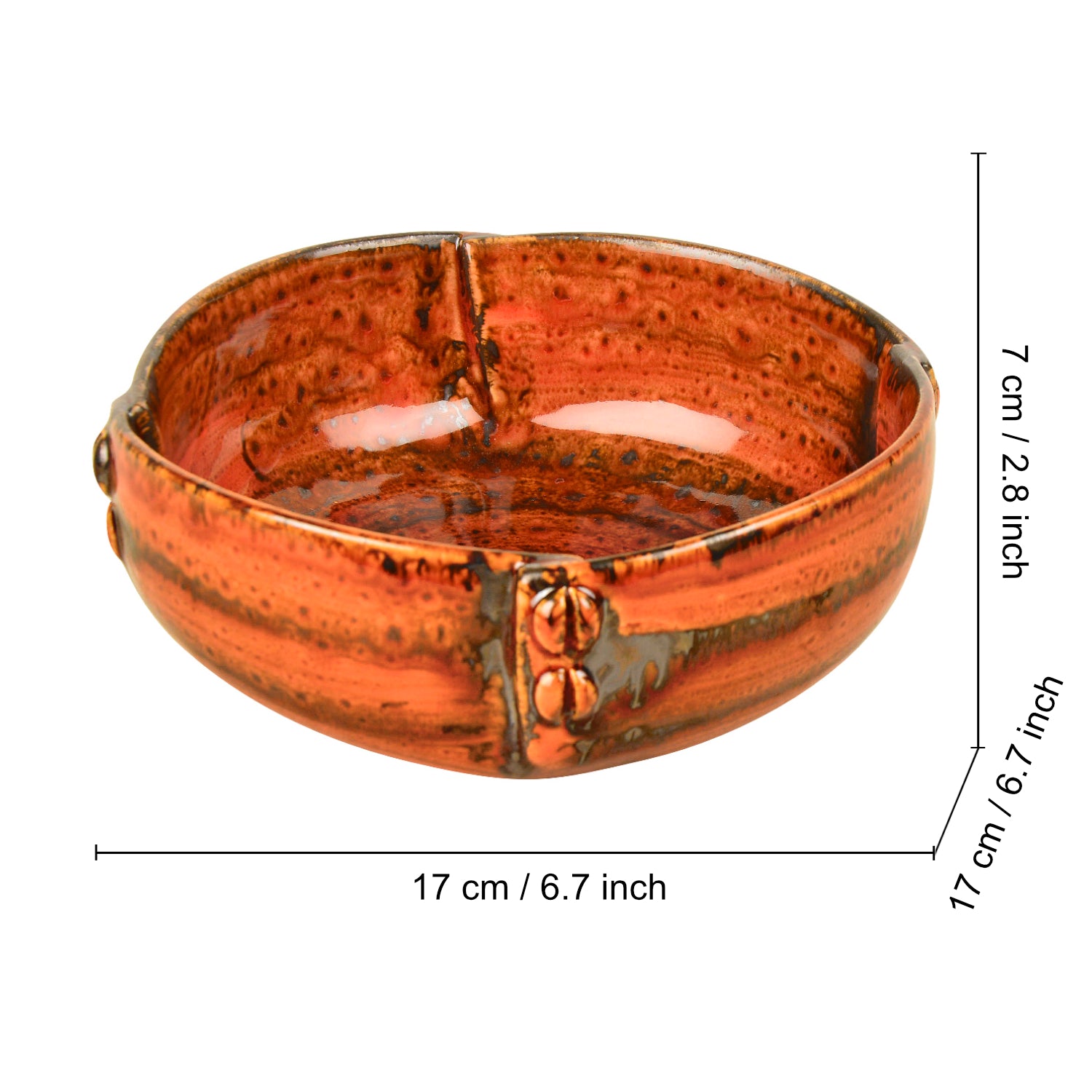 Studio Pottery Hand Glazed Ceramic Serving Bowls (Set of 2 , Brown , Diameter – 17 cm , 800 ml each) - View 2