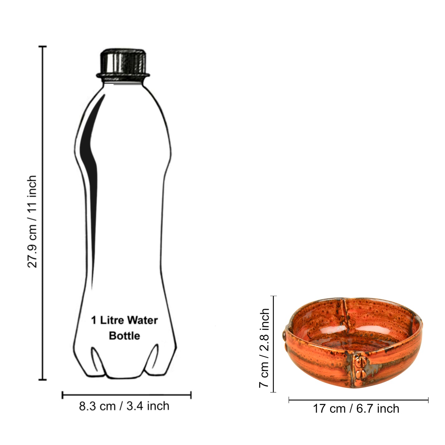 Studio Pottery Hand Glazed Ceramic Serving Bowls (Set of 2 , Brown , Diameter – 17 cm , 800 ml each) - View 5