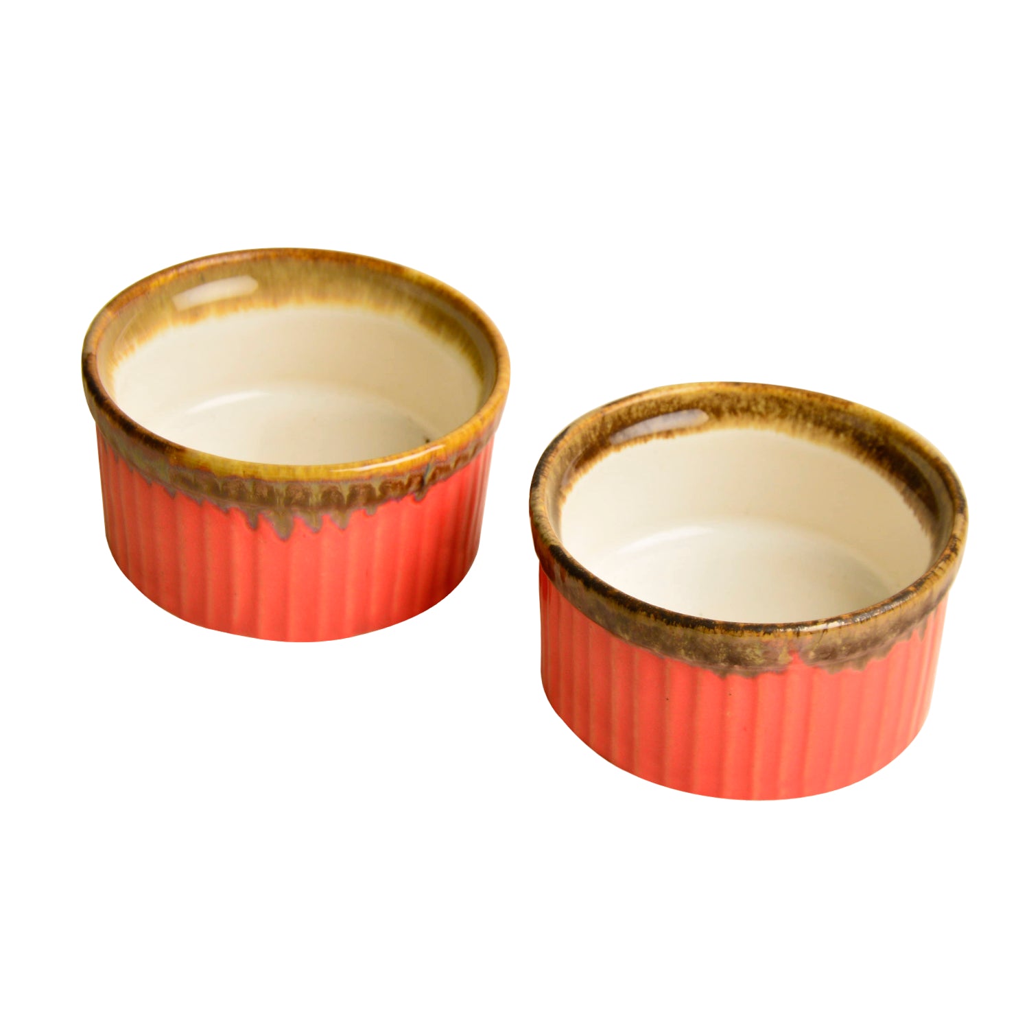 Studio Pottery Ceramic Dinner / Dessert Serving Bowls (Set of 2 , Pink , 150 ml each) - View 3