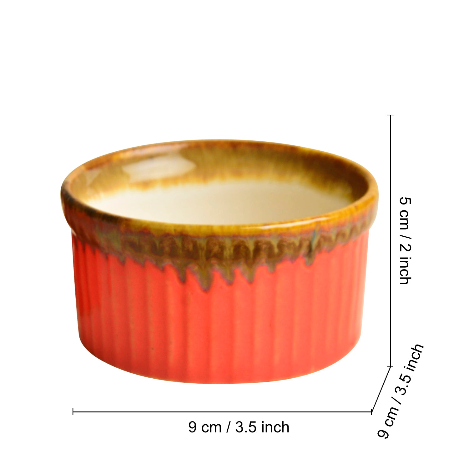 Studio Pottery Ceramic Dinner / Dessert Serving Bowls (Set of 2 , Pink , 150 ml each) - View 2