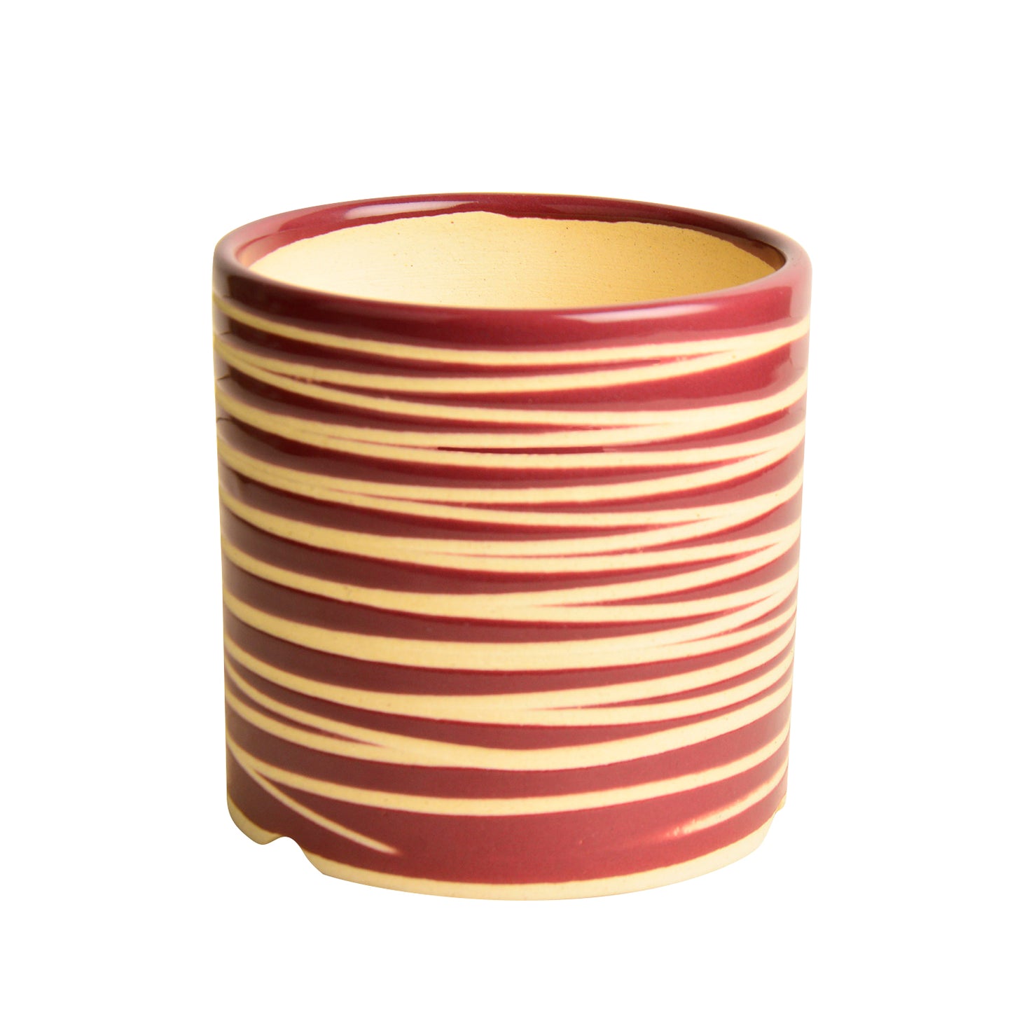 Handpainted Ceramic Striped Planter Pot (Purple, Diameter – 11 cm, Height – 11 cm) - View 2