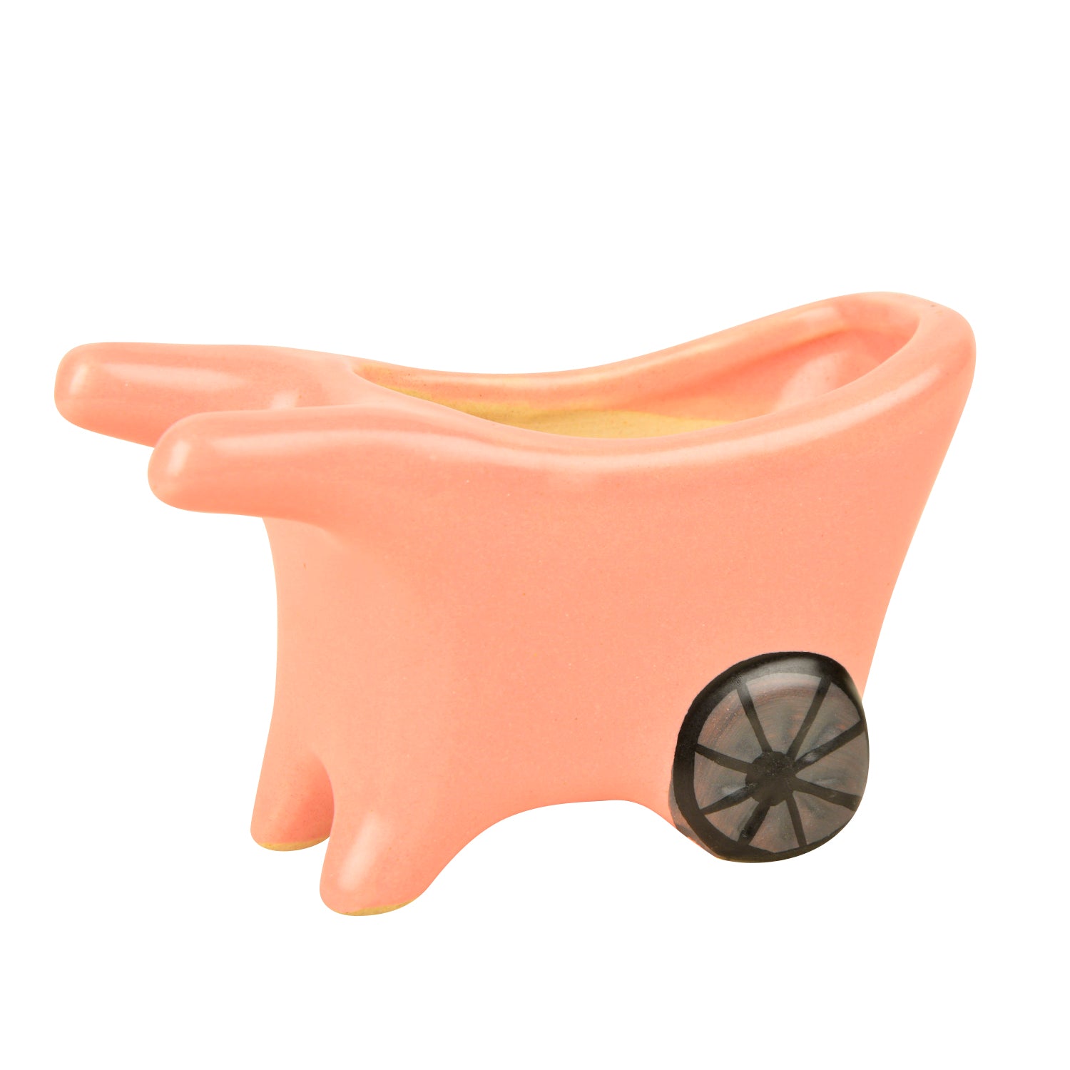 Handpainted Ceramic Pushing Cart Planter Pot (Pink, L x B x H – 14 cm x 6 cm x 8 cm) - View 3