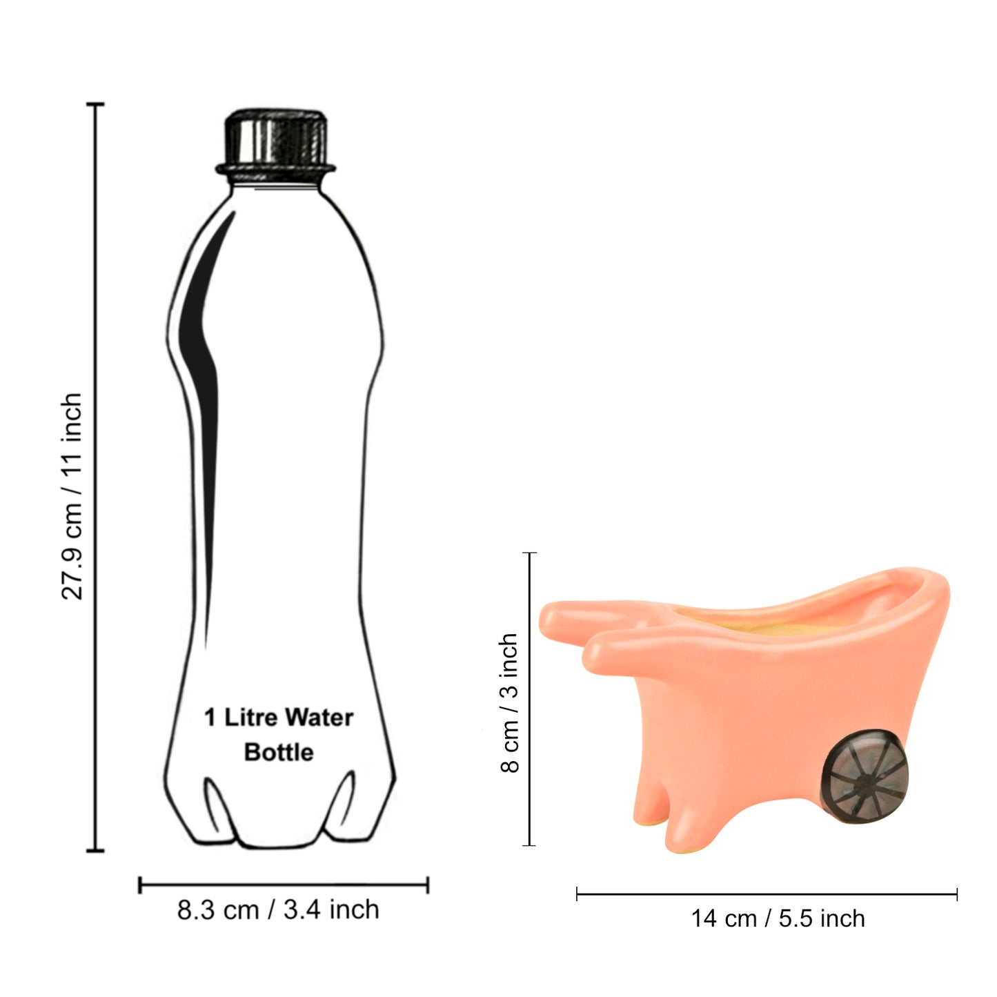 Handpainted Ceramic Pushing Cart Planter Pot (Pink, L x B x H – 14 cm x 6 cm x 8 cm) - View 4