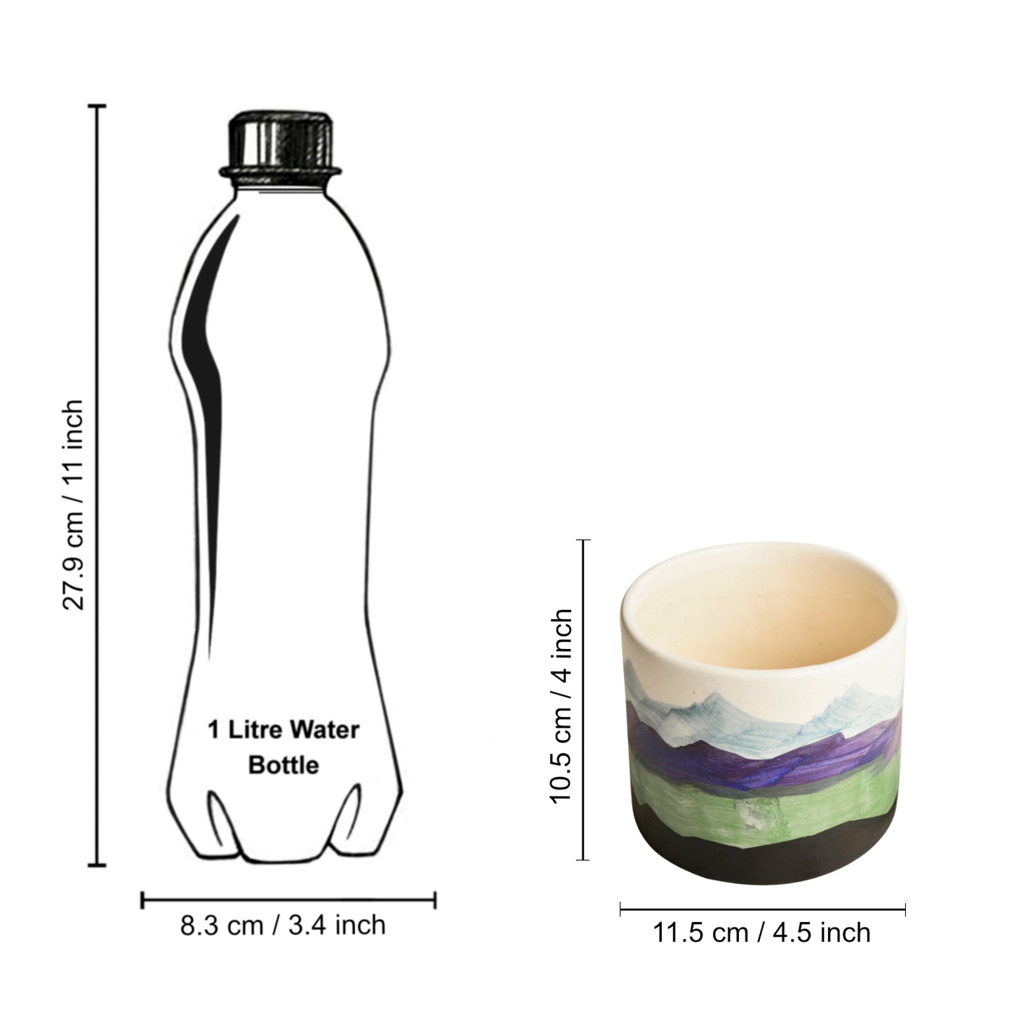 Handpainted Ceramic Planter Pot (Multicolor, Diameter – 11.5 cm, Height – 10.5 cm) - View 4