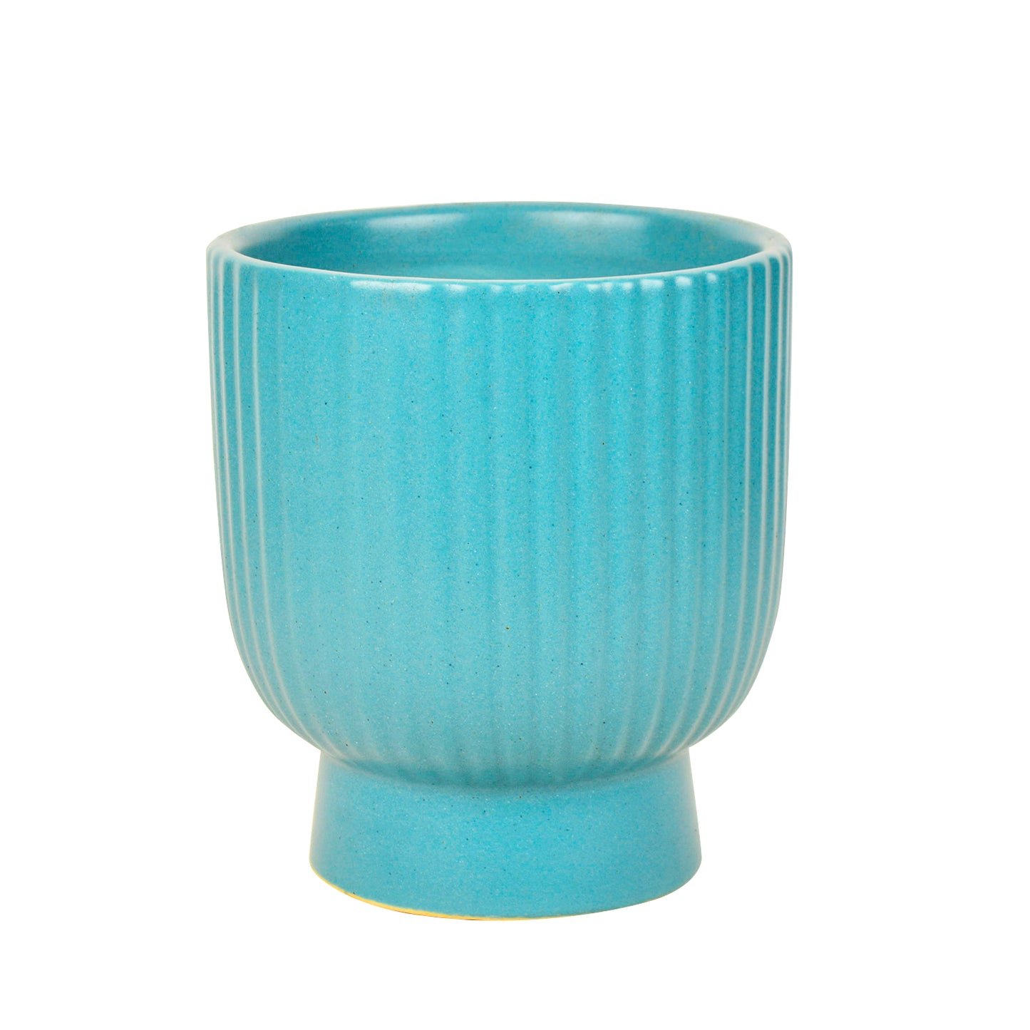 Ribbed Ceramic Planter Pot (Blue, Diameter – 11.5 cm, Height – 13.5 cm) - View 4