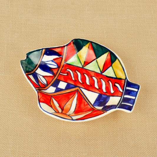 Handpainted Ceramic Fish Cut Spoon Rest (Multicolor, Length - 18 cm, Width – 15 cm)