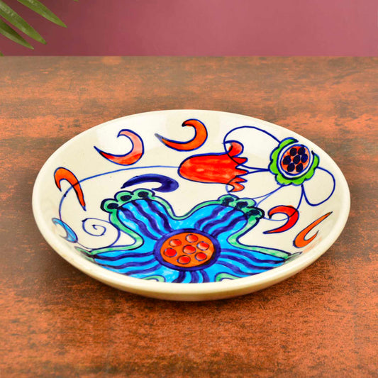 Hand Painted Chic and Sleek Ceramic Shallow Serving Bowl (8.5 icnhes , Multicolor)