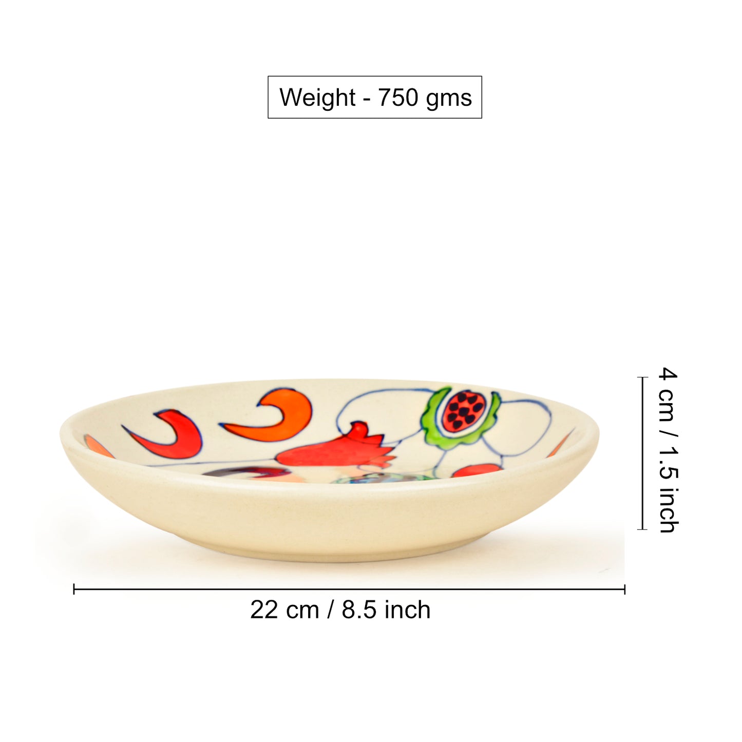 Hand Painted Chic and Sleek Ceramic Shallow Serving Bowl (8.5 icnhes , Multicolor) - View 4