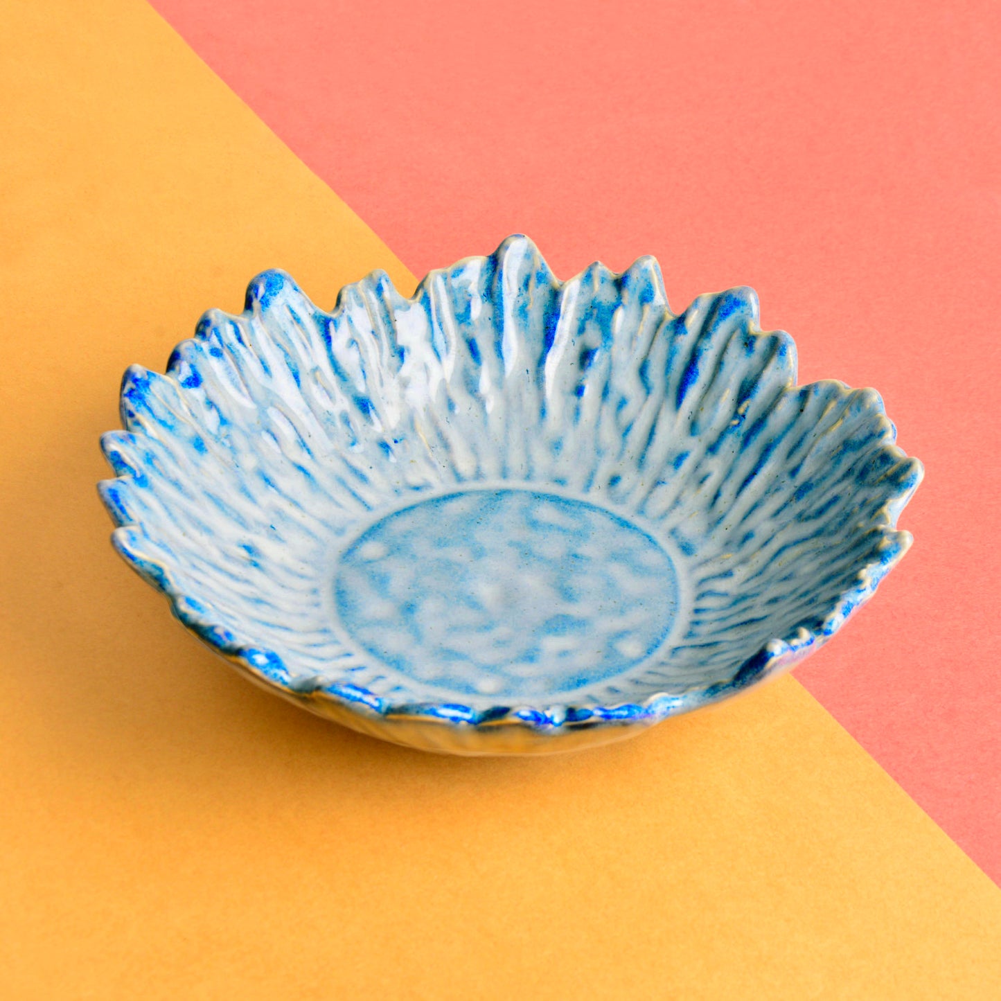 Studio Pottery Artistic Ceramic Serving Bowl with Cutwork Design (Sky Blue, 20.5 cm, 500 ml) - View 4