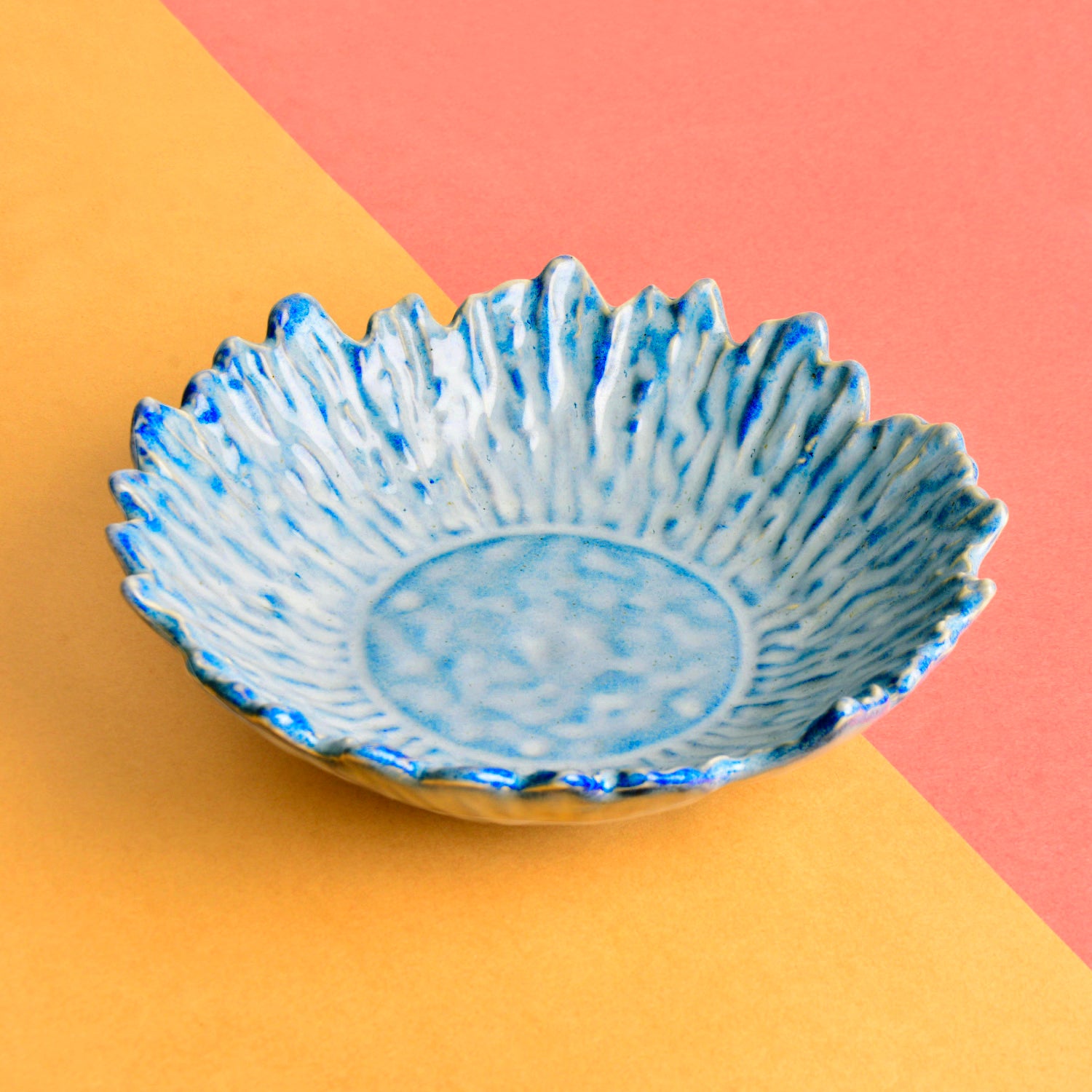Studio Pottery Artistic Ceramic Serving Bowl with Cutwork Design (Sky Blue, 20.5 cm, 500 ml) - View 4