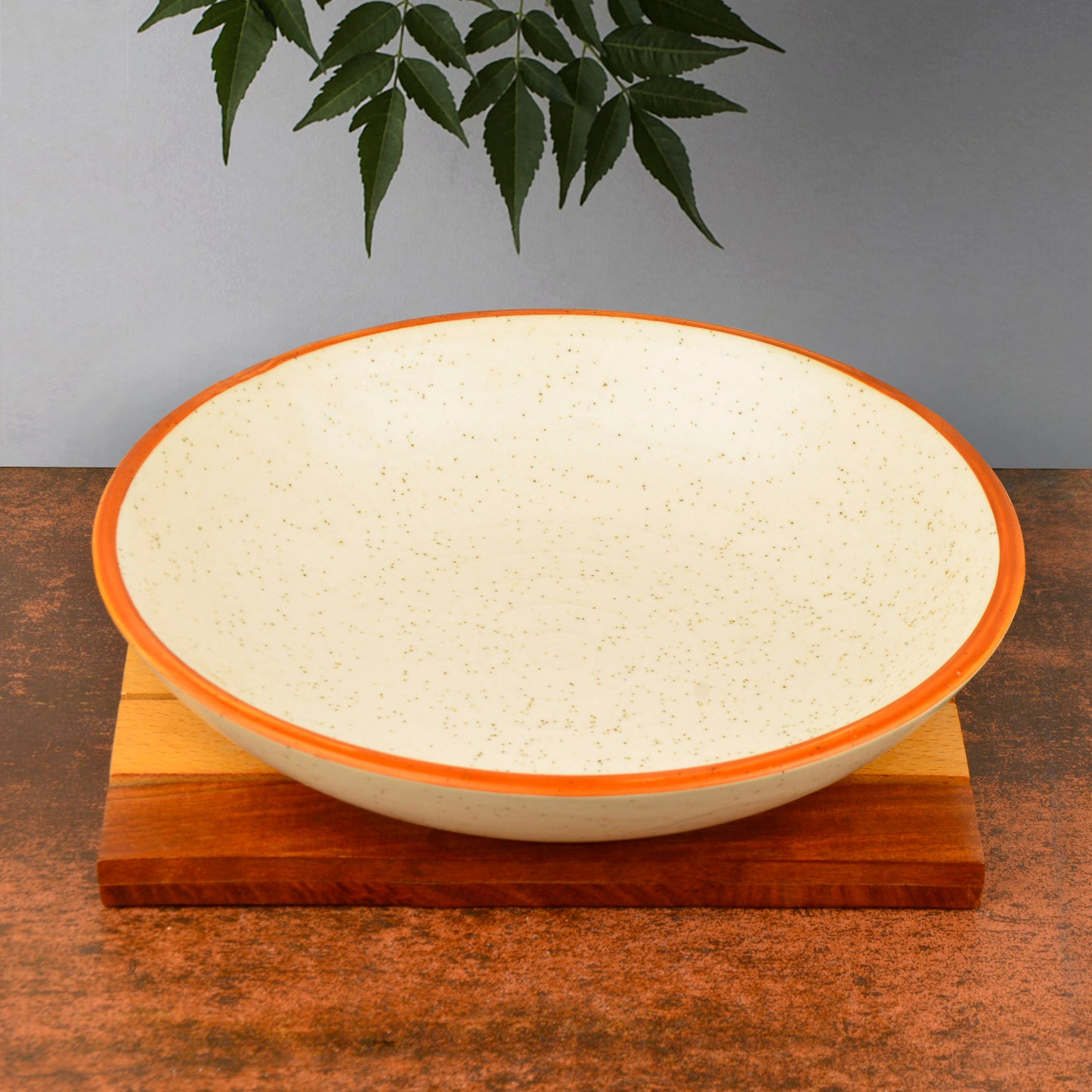 Studio Pottery Matt Finish Ceramic Serving Bowl (Off White and Brown, Diameter – 21 cm, 500 ml ) - View 3