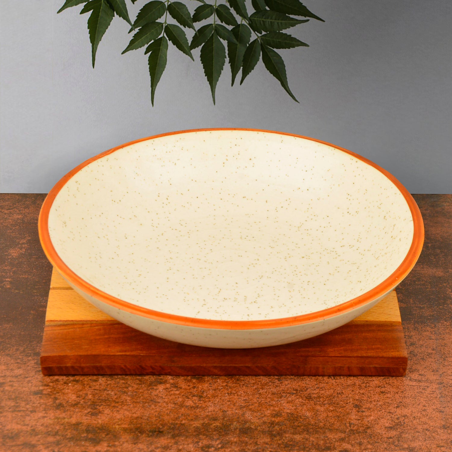 Studio Pottery Matt Finish Ceramic Serving Bowl (Off White and Brown, Diameter – 21 cm, 500 ml ) - View 3