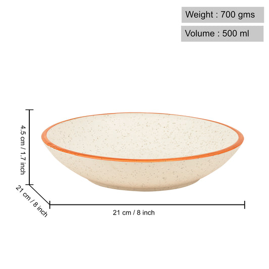 Studio Pottery Matt Finish Ceramic Serving Bowl (Off White and Brown, Diameter – 21 cm, 500 ml ) - View 2