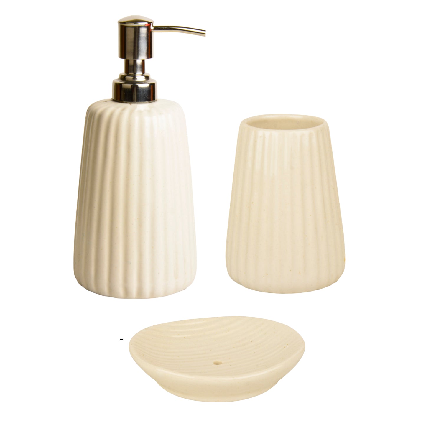 Ceramic Bathroom Set in Pristine White (White, 1 Liquid Soap Dispenser, 1 Soap Tray, 1 Toothbrush Holder) - View 3