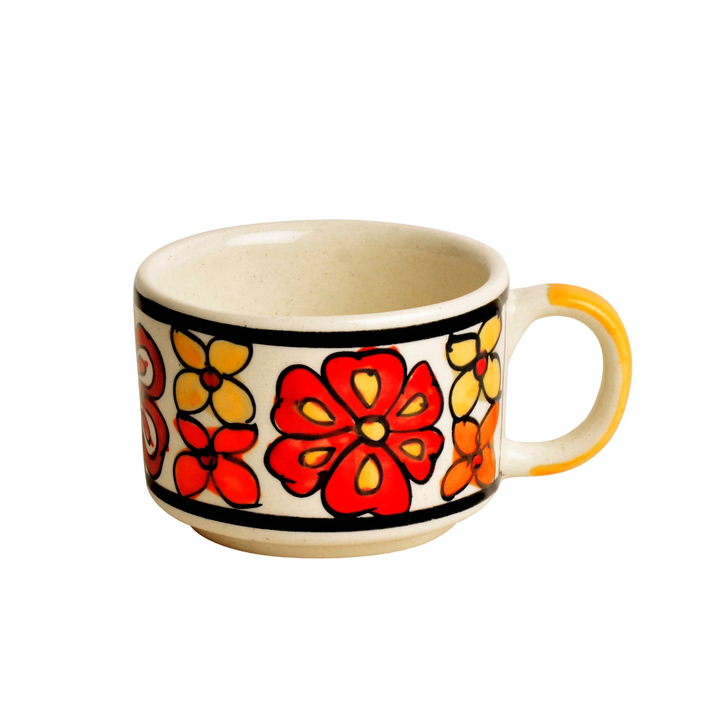 Hand Painted Ceramic Tea Set (1 Kettle , 4 Cups, Red) - View 7