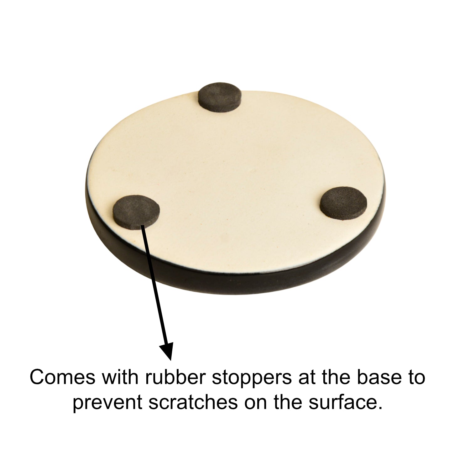 Studio Pottery Ceramic Tea and Coffee Coasters (Set of 4 , Blue and Black) - View 5