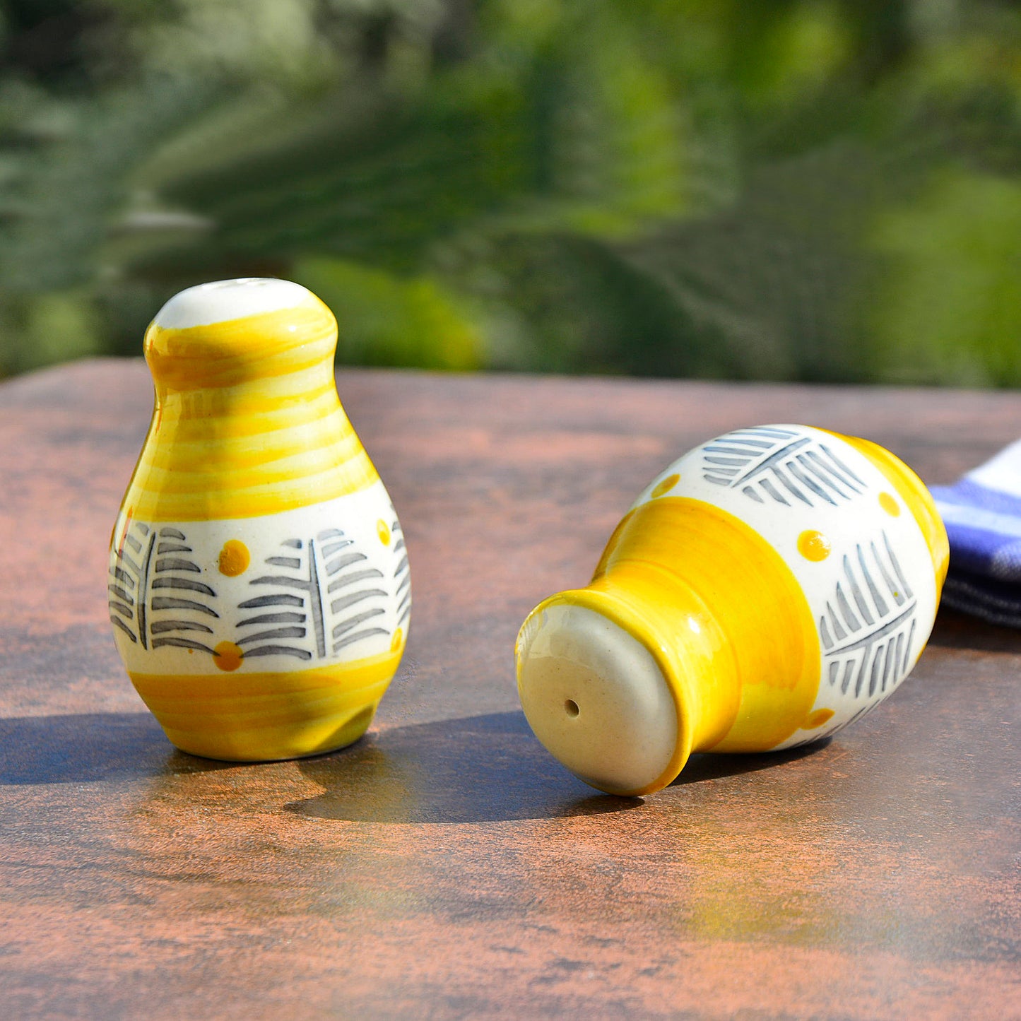 Handpainted Ceramic Salt and Pepper Shaker (Yellow and Black, Set of 2) - View 2