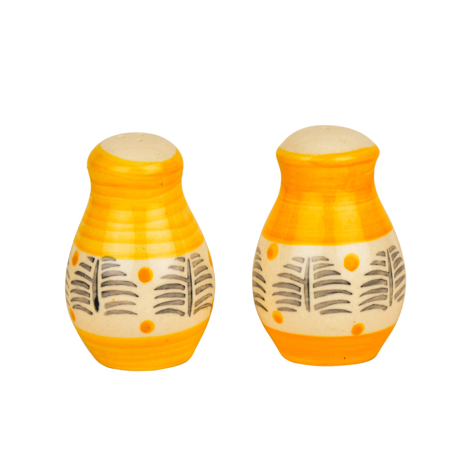 Handpainted Ceramic Salt and Pepper Shaker (Yellow and Black, Set of 2) - View 3