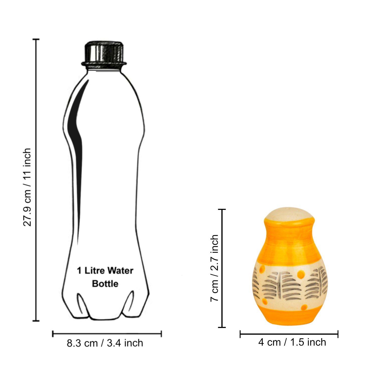 Handpainted Ceramic Salt and Pepper Shaker (Yellow and Black, Set of 2) - View 5