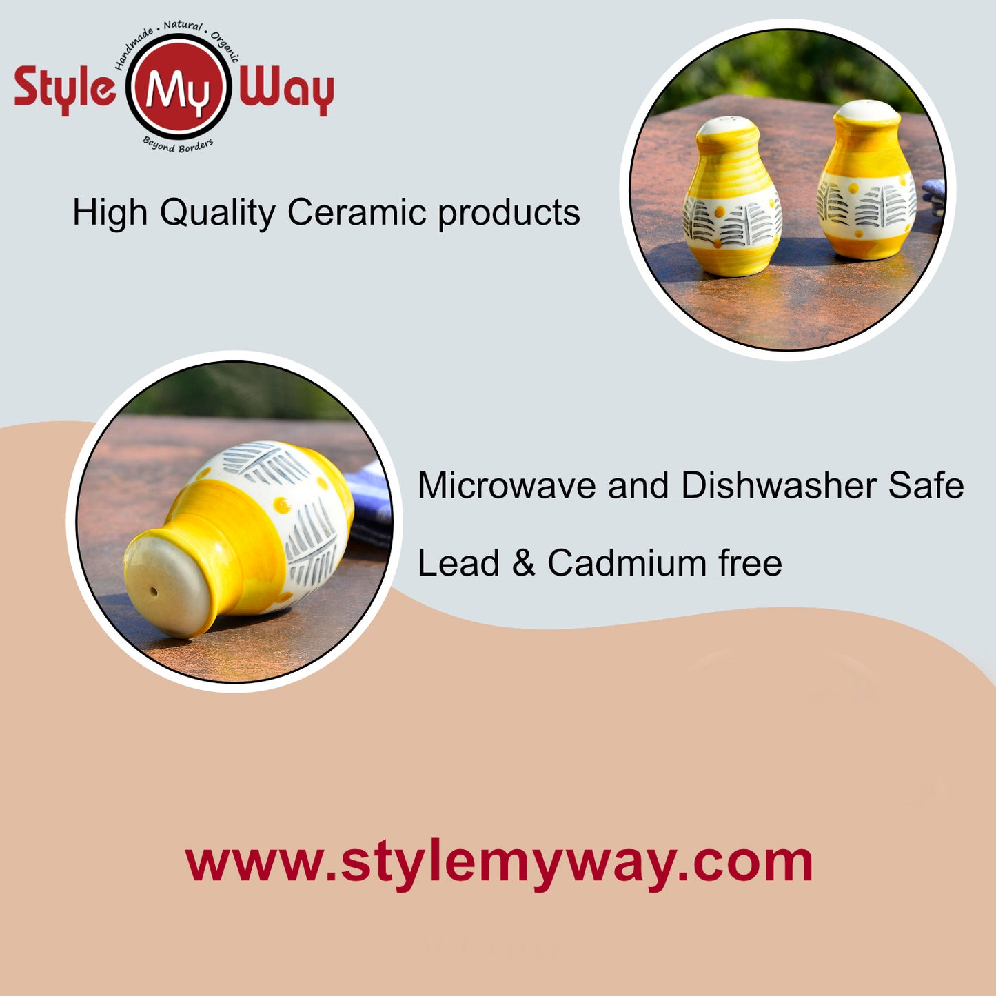 Handpainted Ceramic Salt and Pepper Shaker (Yellow and Black, Set of 2) - View 6