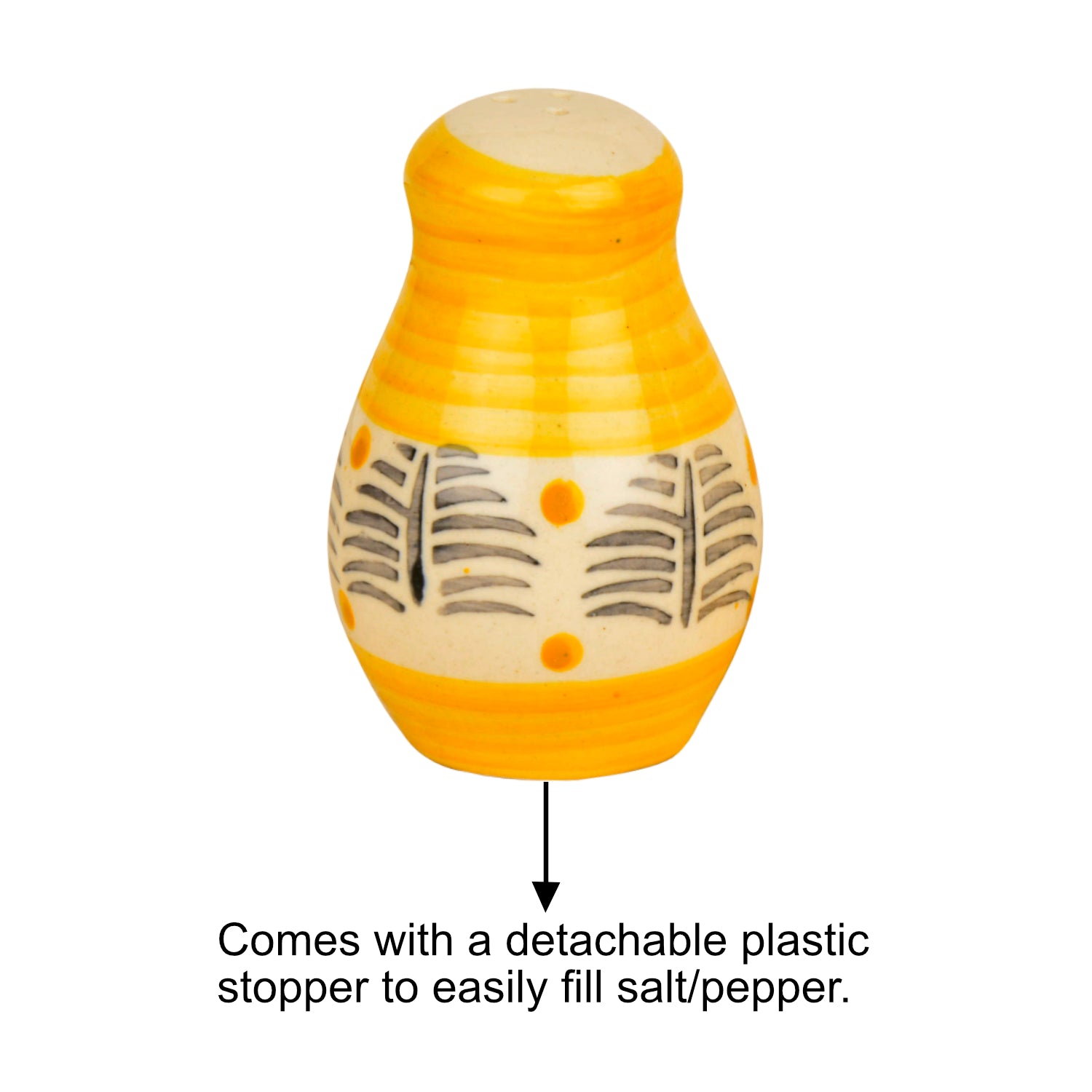 Handpainted Ceramic Salt and Pepper Shaker (Yellow and Black, Set of 2) - View 7