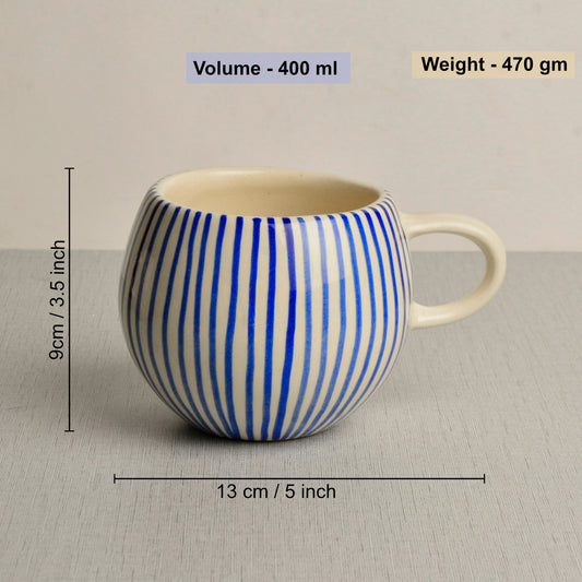 Handmade Ceramic Jumbo Coffee Mug (400 ml, Blue, 1 Piece) - View 2