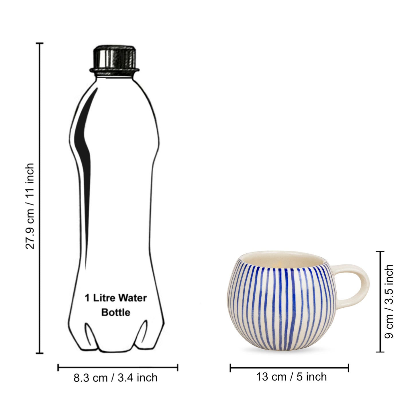 Handmade Ceramic Jumbo Coffee Mug (400 ml, Blue, 1 Piece) - View 4