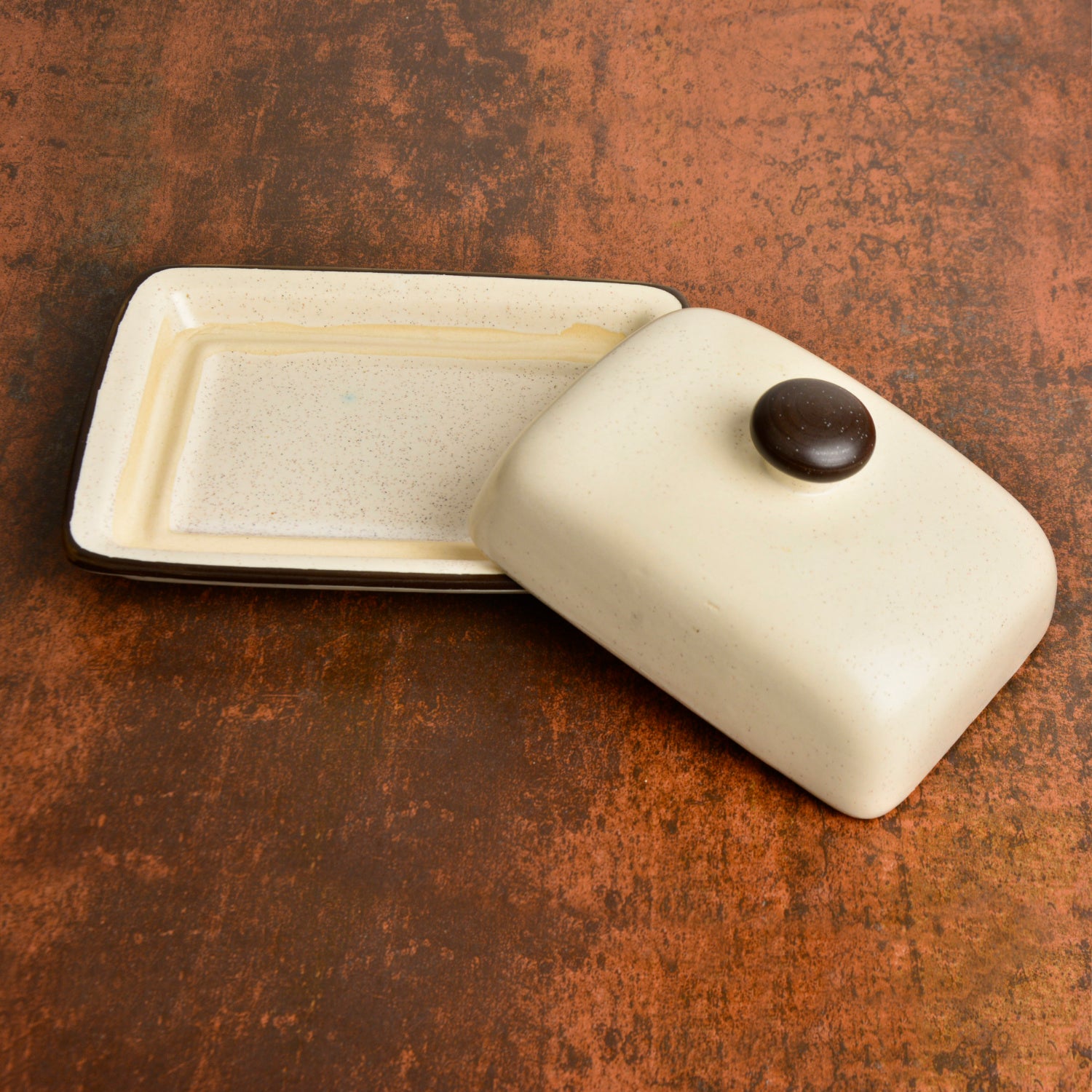 Ceramic Butter Dish with Lid (Off White, Height - 8 cm) - View 2